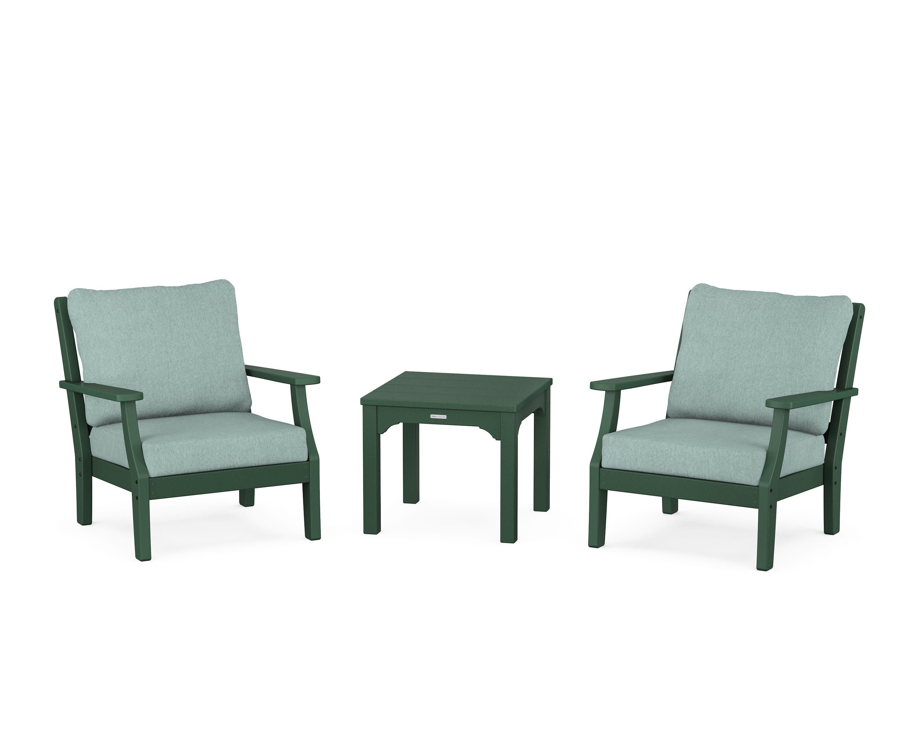 Chinoiserie 3-Piece Deep Seating Set in Green / Glacier Spa