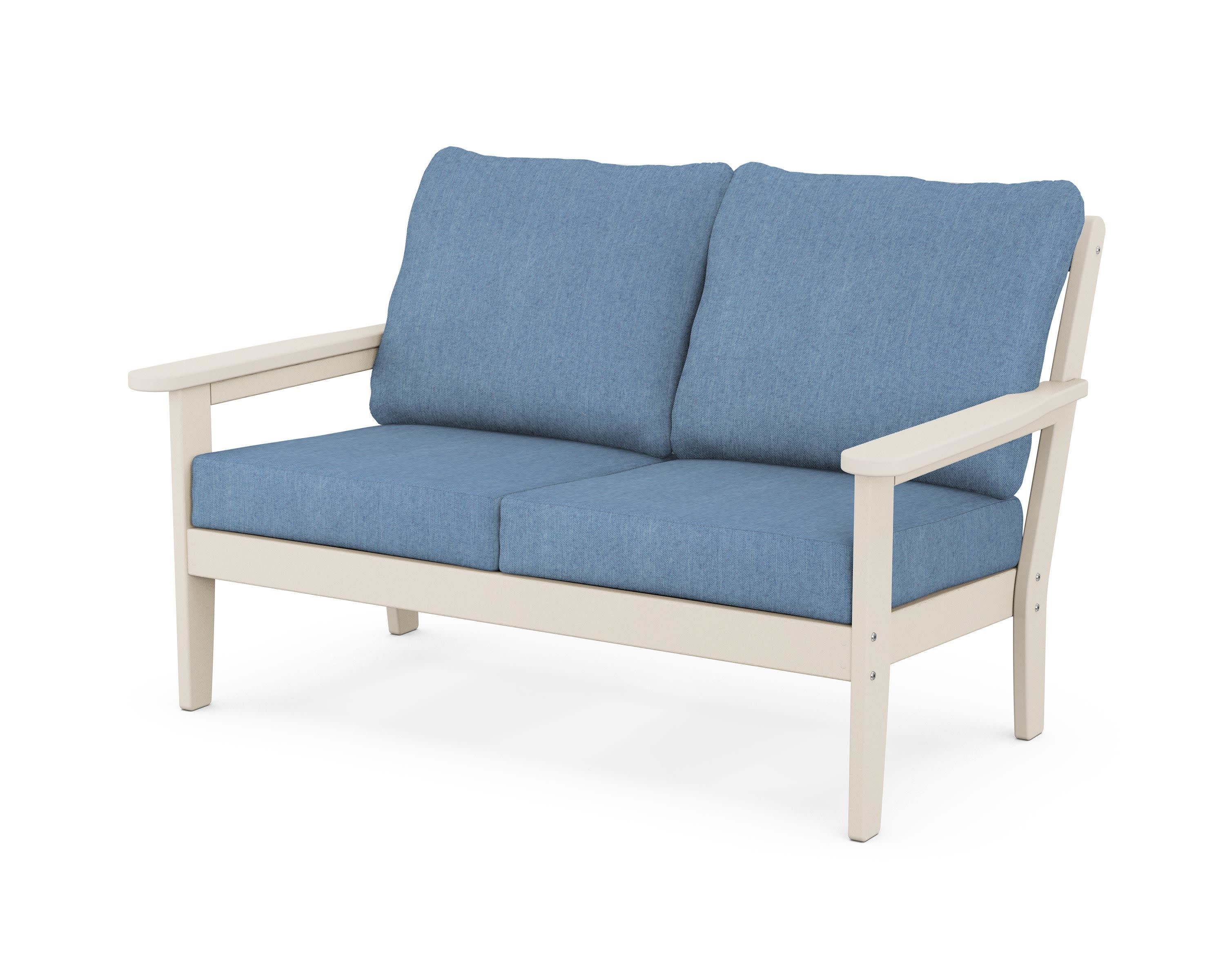 Cottage Deep Seating Loveseat in Sand / Sky Blue