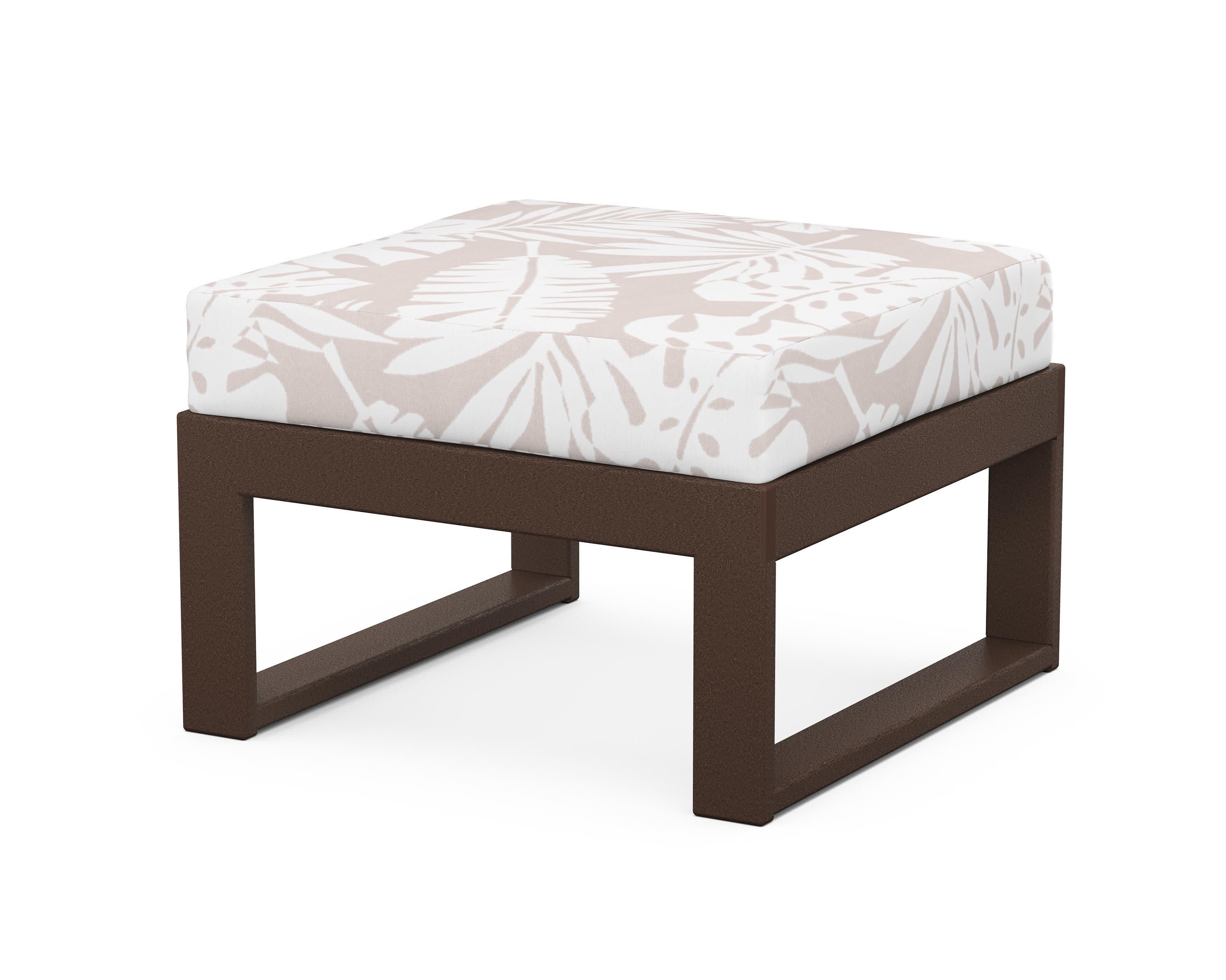 Modular Ottoman - Modern in Mahogany / Leaf Dune Burlap