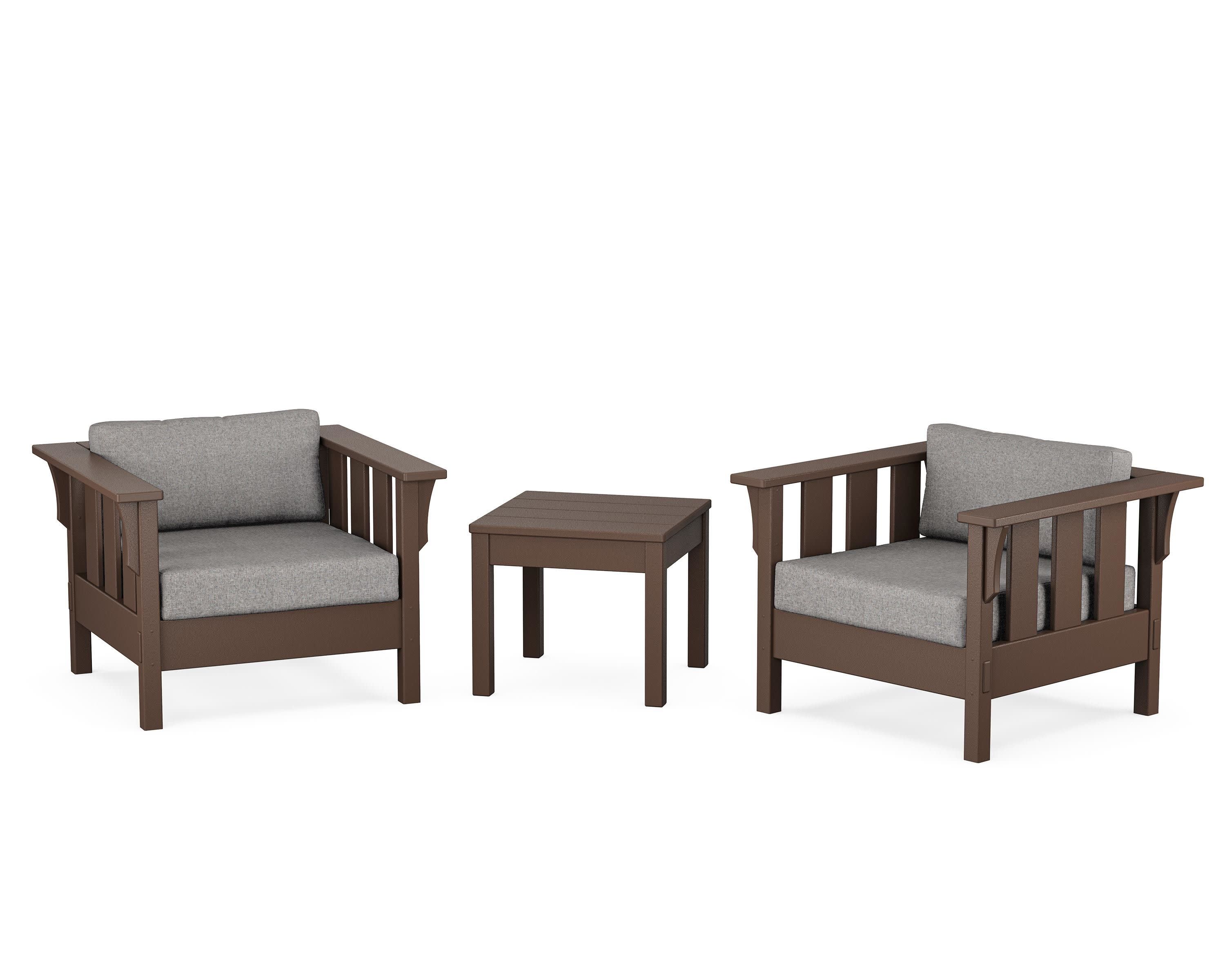 Acadia 3-Piece Deep Seating Set in Mahogany / Grey Mist