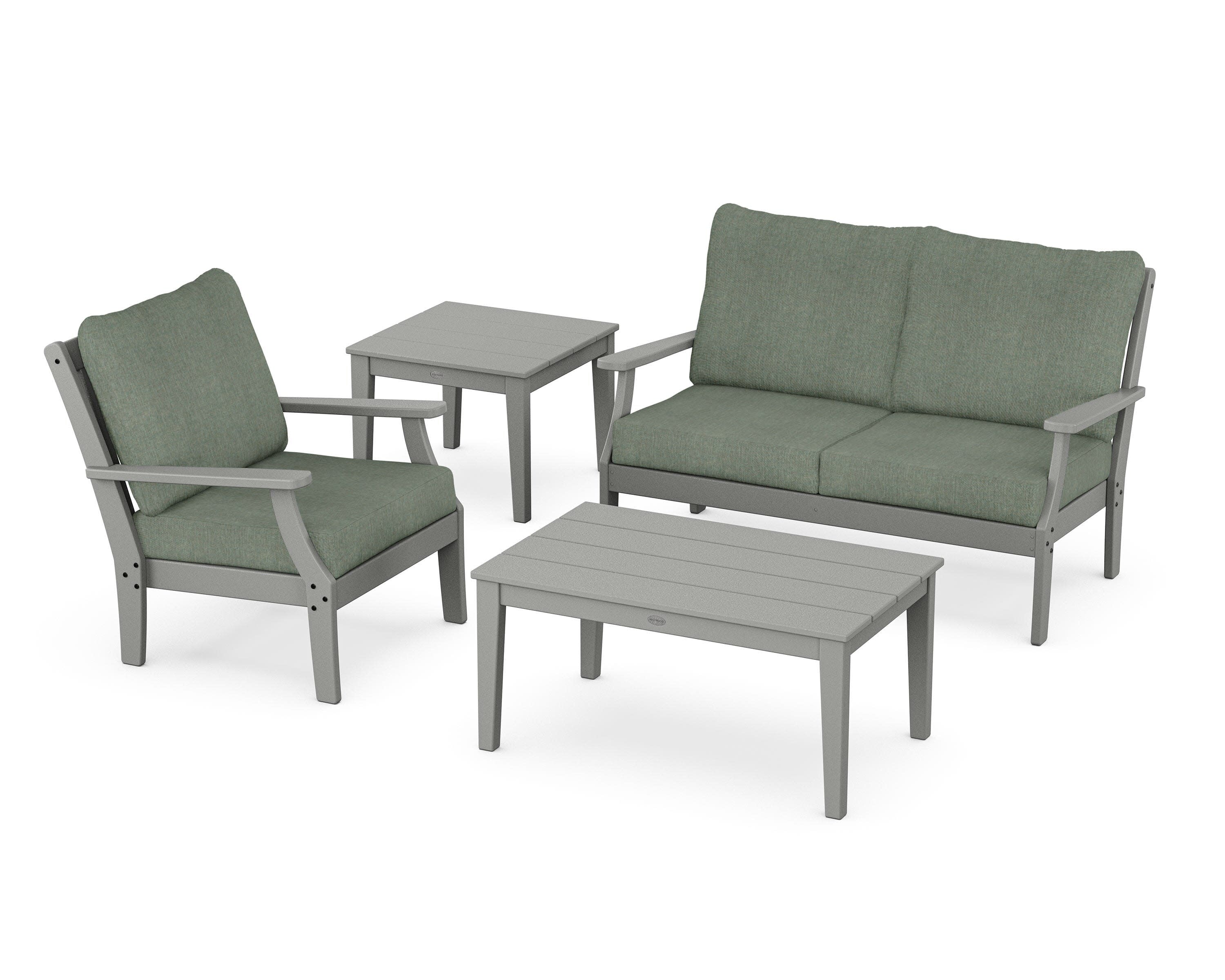Braxton 4-Piece Deep Seating Set in Slate Grey / Cast Sage