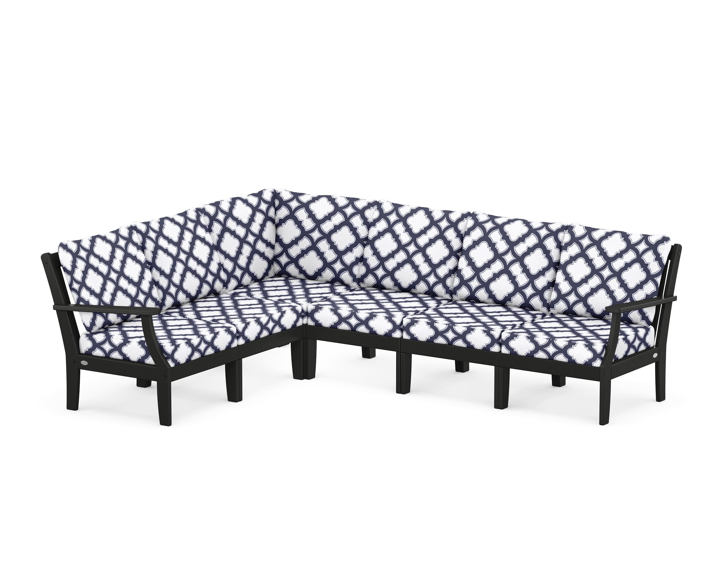 Braxton Modular 6-Piece Deep Seating Set in Black / Trellis Navy