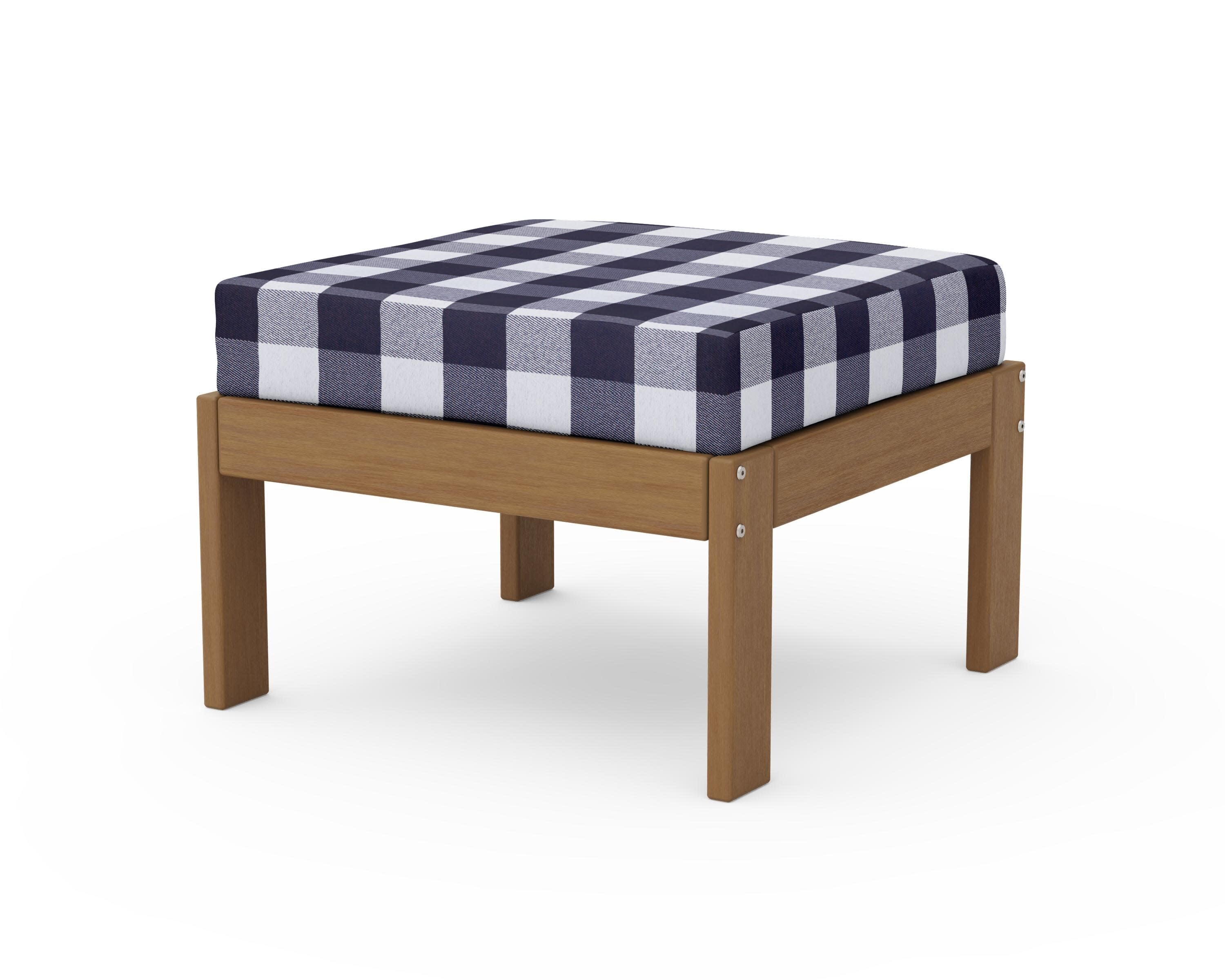 Vineyard Modular Ottoman in Natural / Buffalo Plaid Navy
