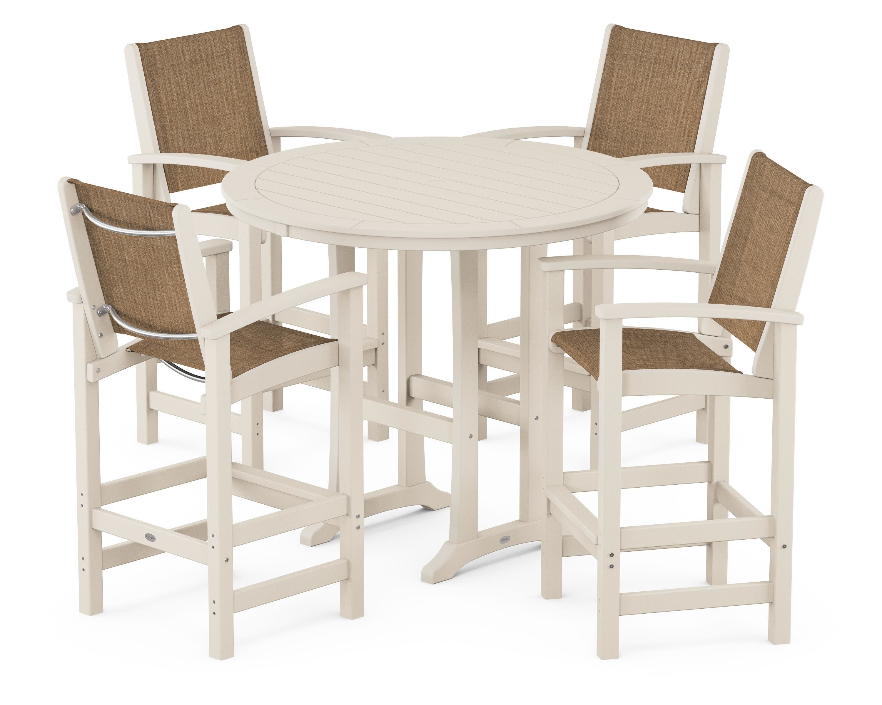 Coastal 5-Piece Nautical Trestle Bar Set in Sand / Burlap Sling