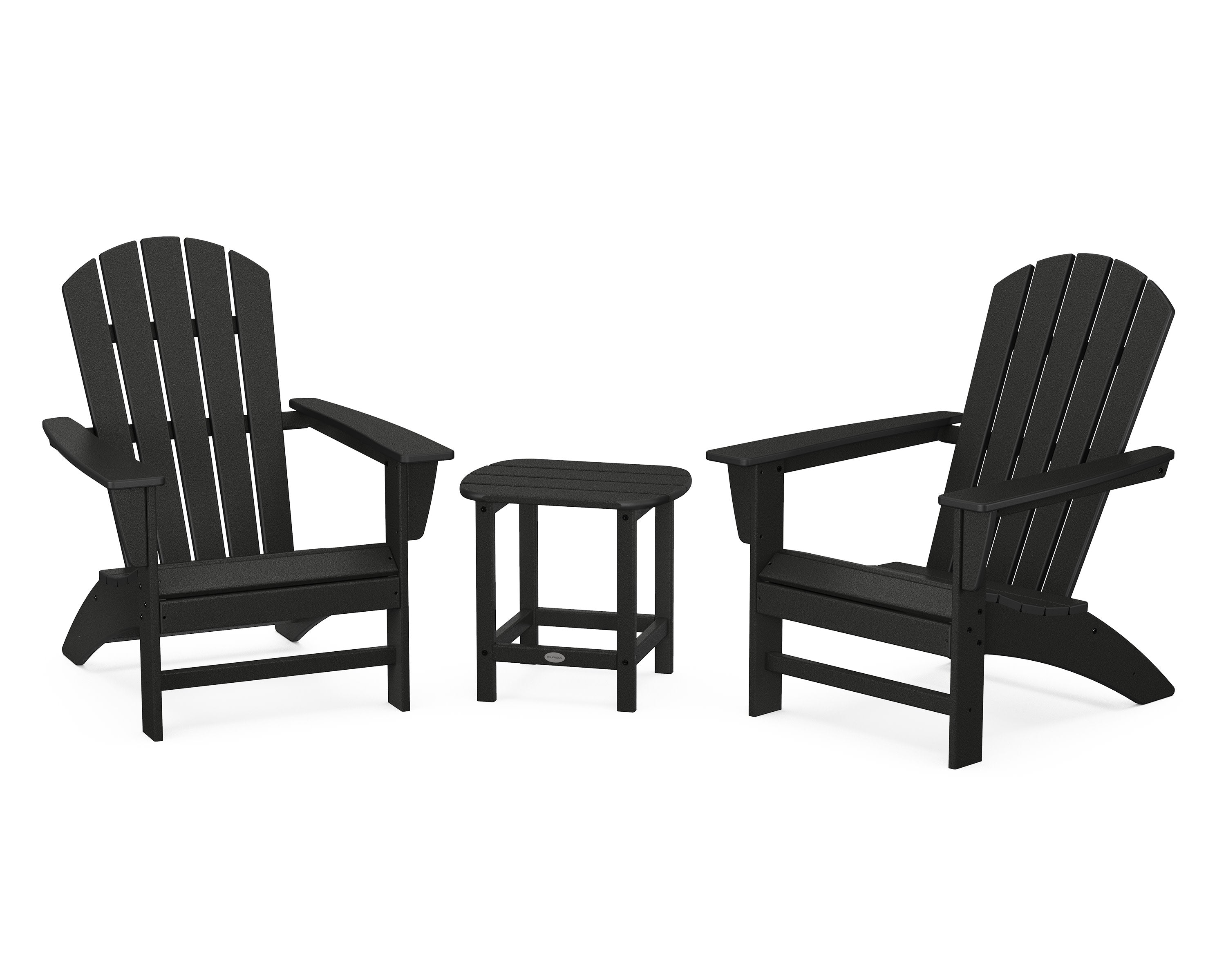 Nautical 3-Piece Adirondack Set with South Beach 18" Side Table in Black