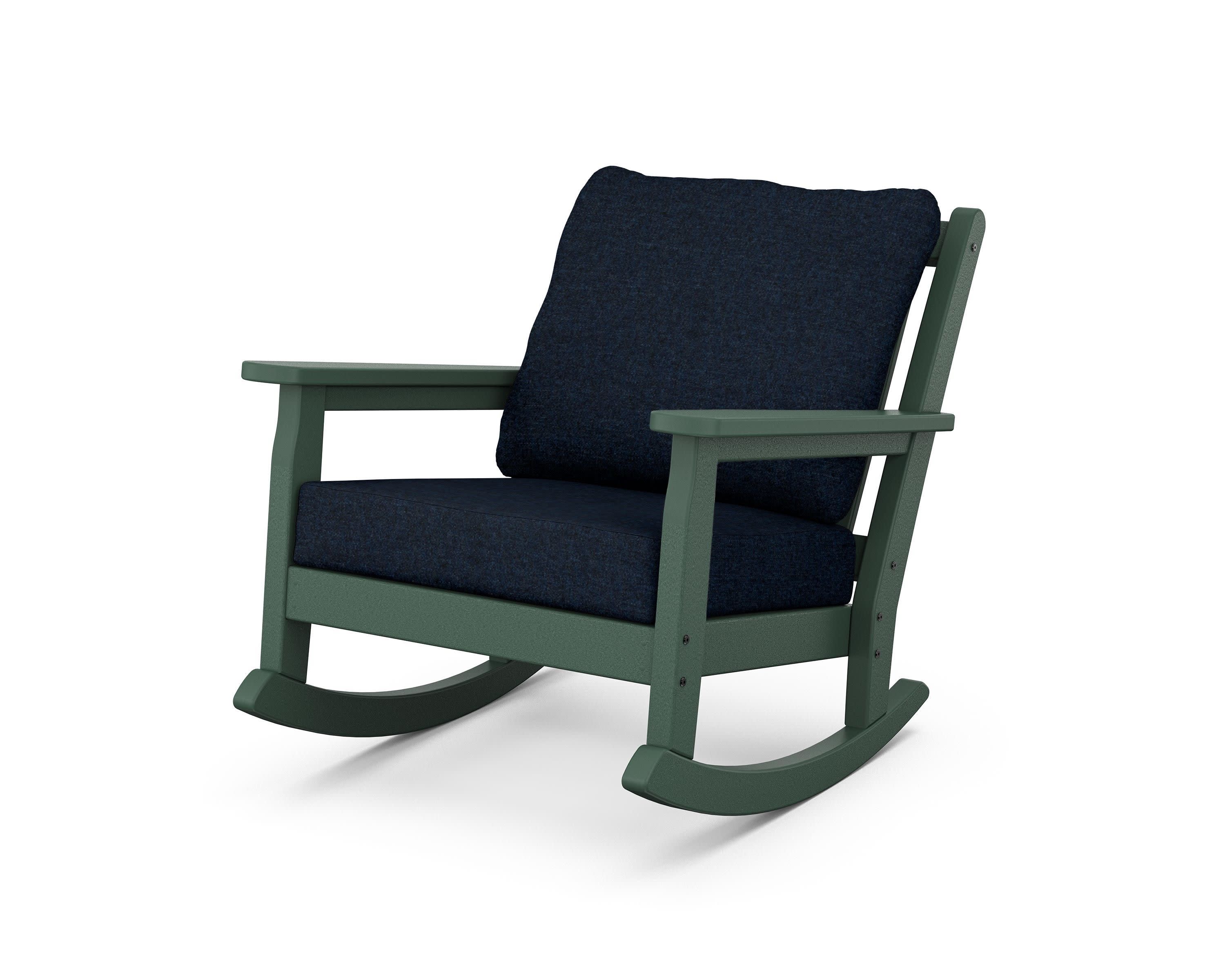 Chippendale Deep Seating Rocking Chair in Green / Marine Indigo