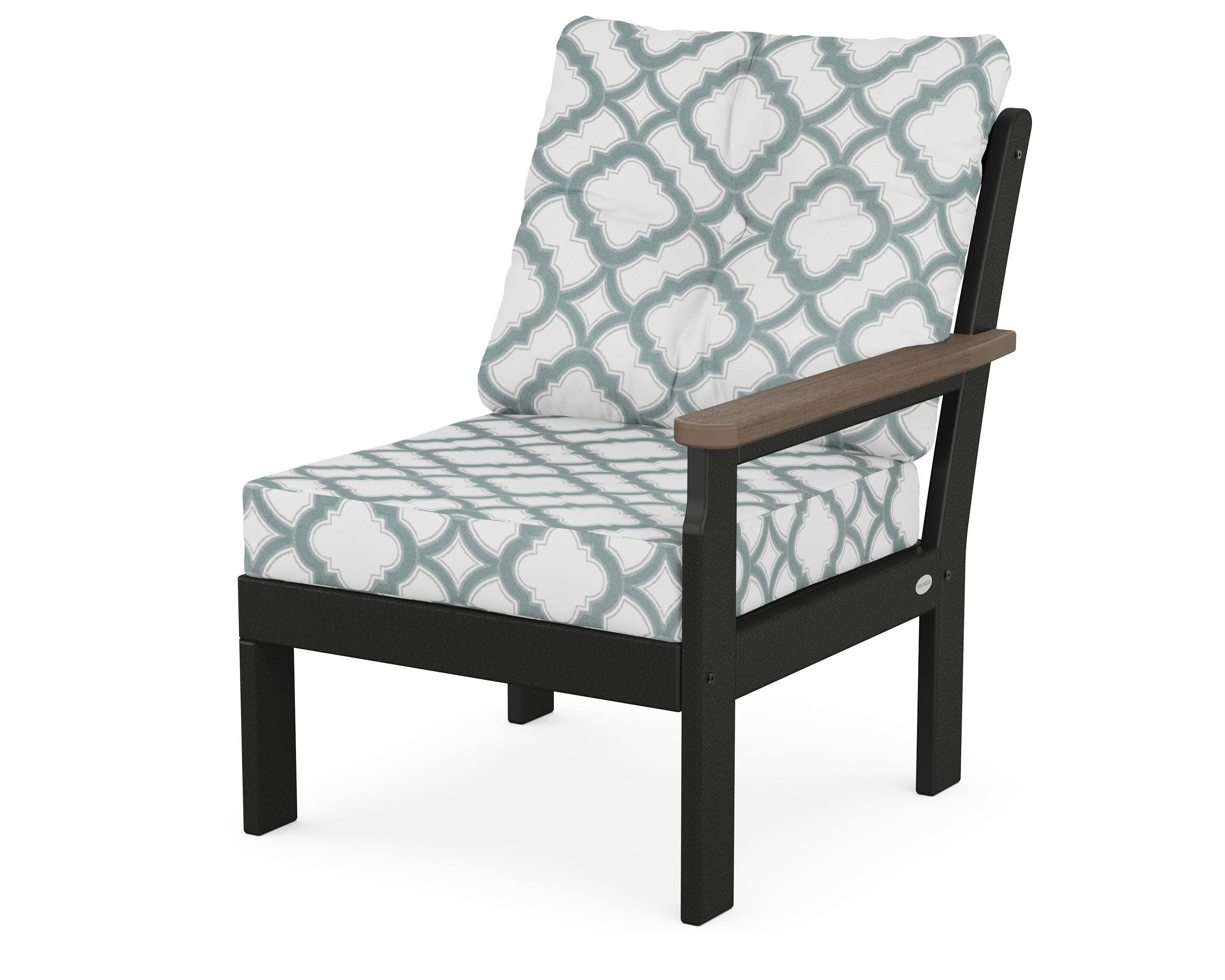 Vineyard Modular Right Arm Chair in Black / Kona / Trellis Glacier Spa
