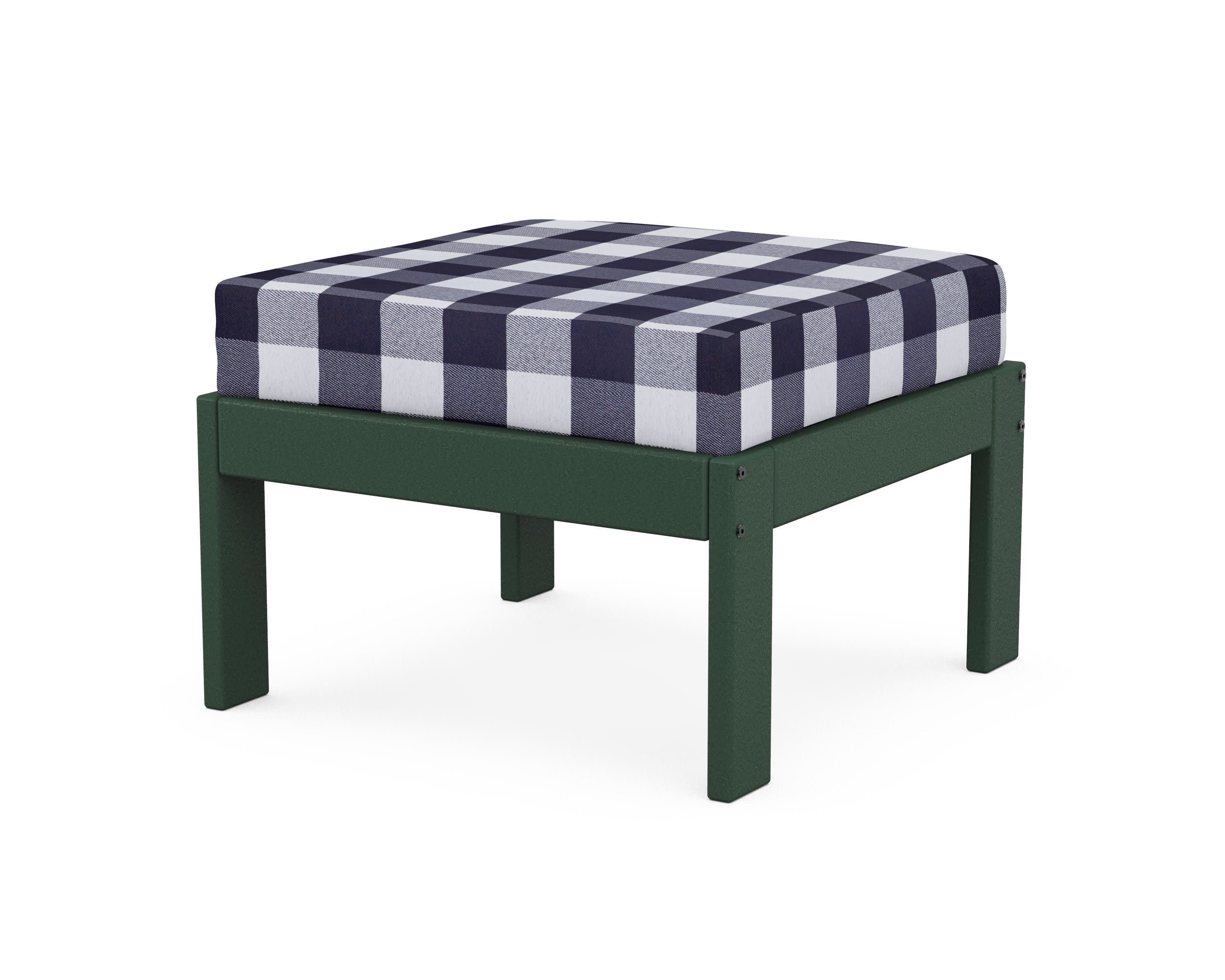 Vineyard Modular Ottoman in Green / Buffalo Plaid Navy