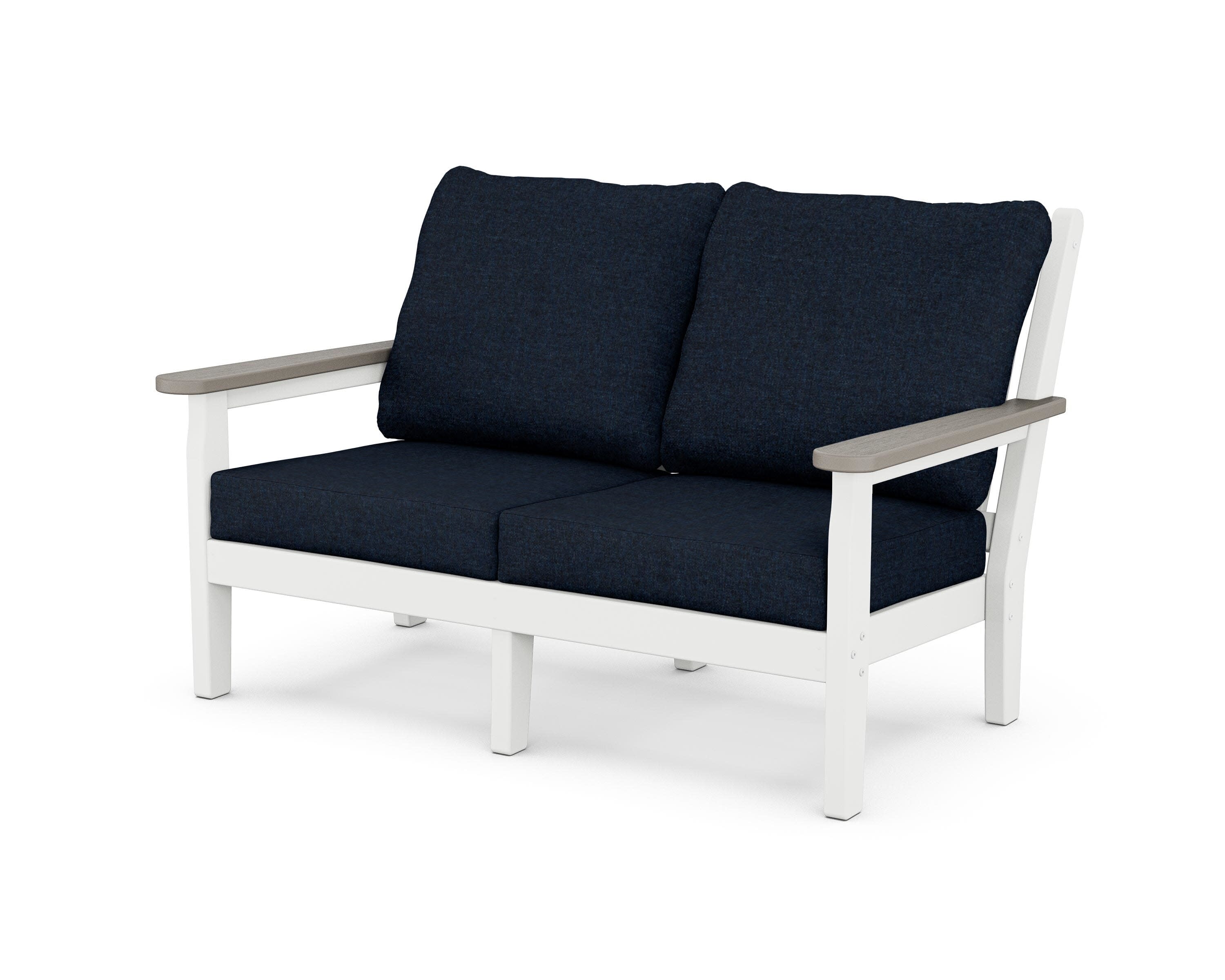 Chippendale Deep Seating Loveseat in White / Driftwood / Marine Indigo