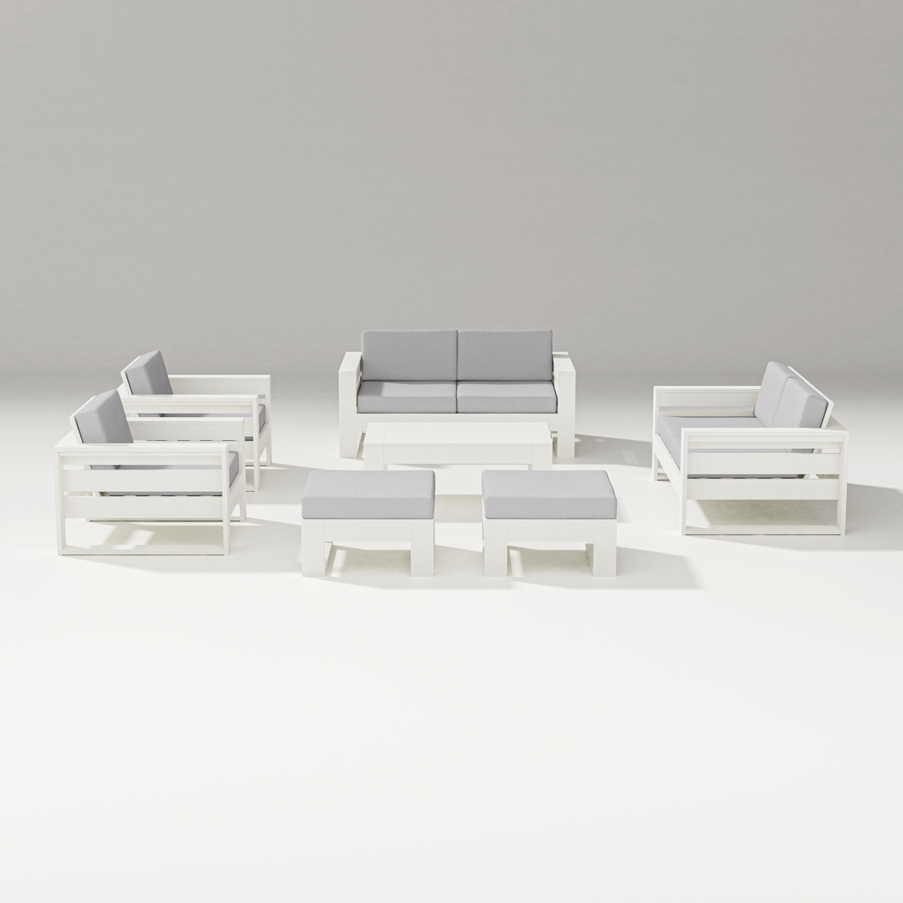 Latitude 7-Piece Lounge Loveseat Set in Vintage White / Granite