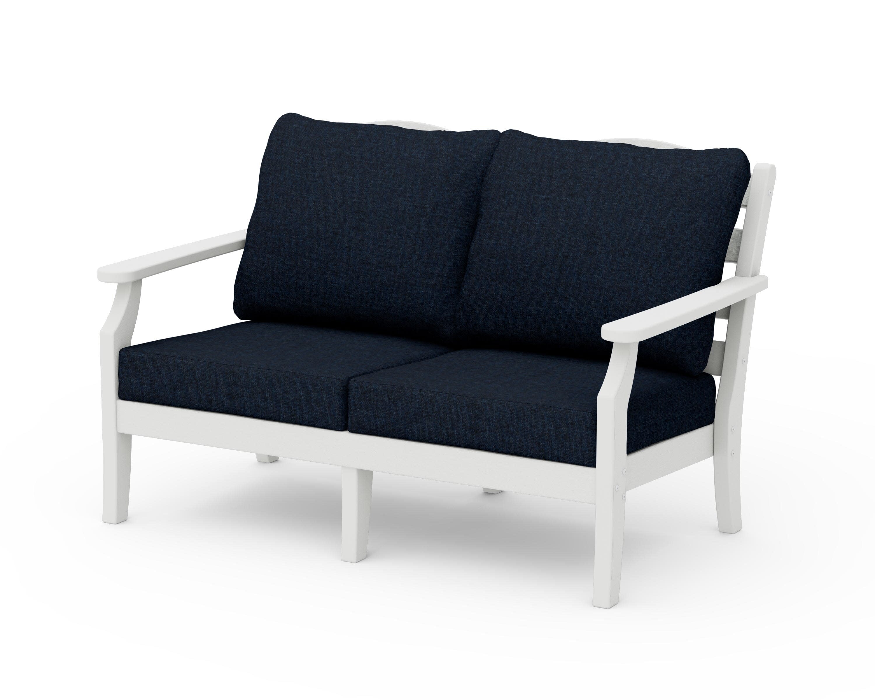 Savannah Deep Seating Loveseat in Vintage White / Marine Indigo
