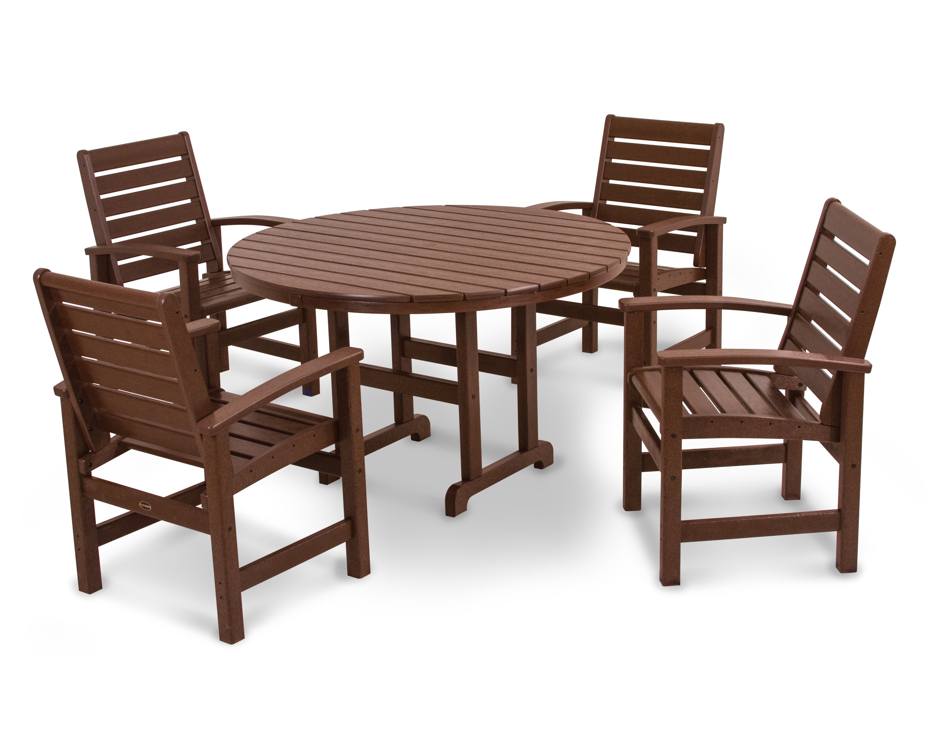 Signature 5-Piece Round Farmhouse Dining Set in Mahogany