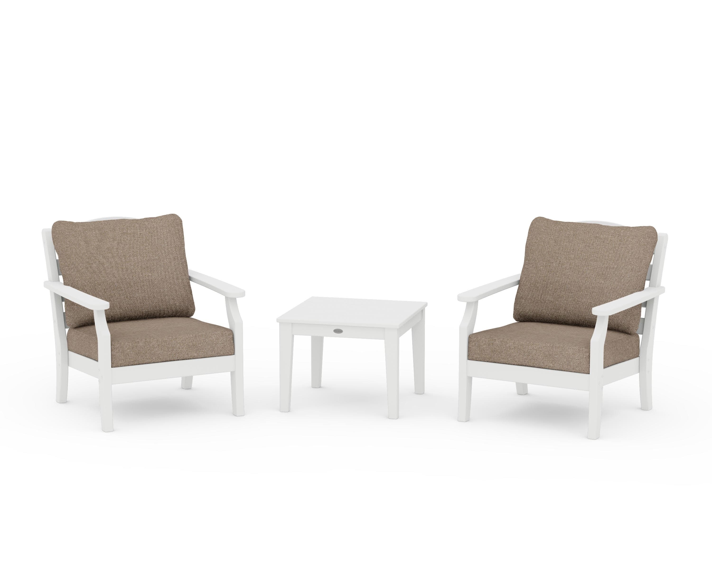 Savannah 3-Piece Deep Seating Set in White / Spiced Burlap