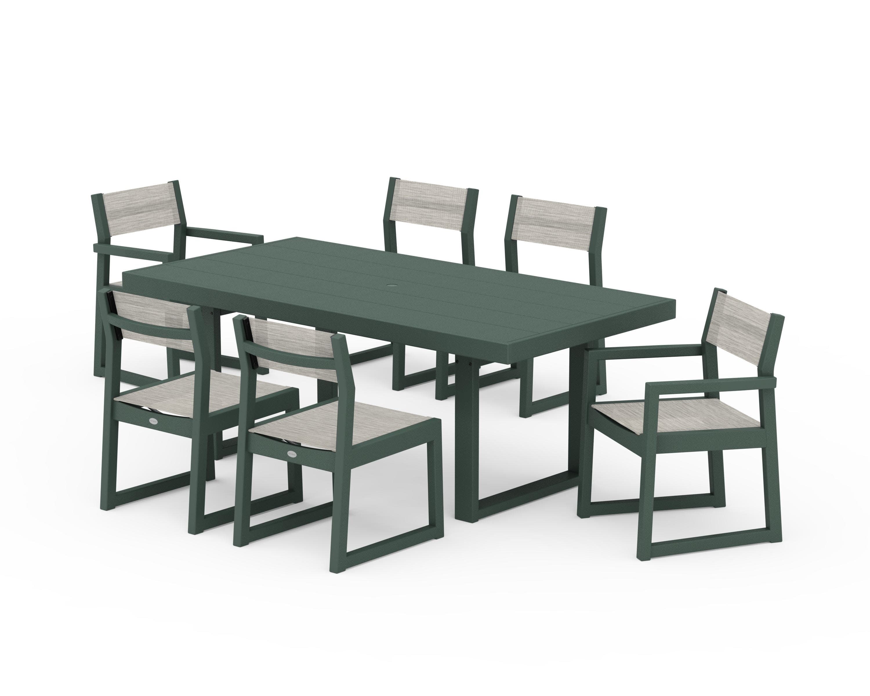 EDGE Sling 7-Piece Dining Set in Green / Birch Sling