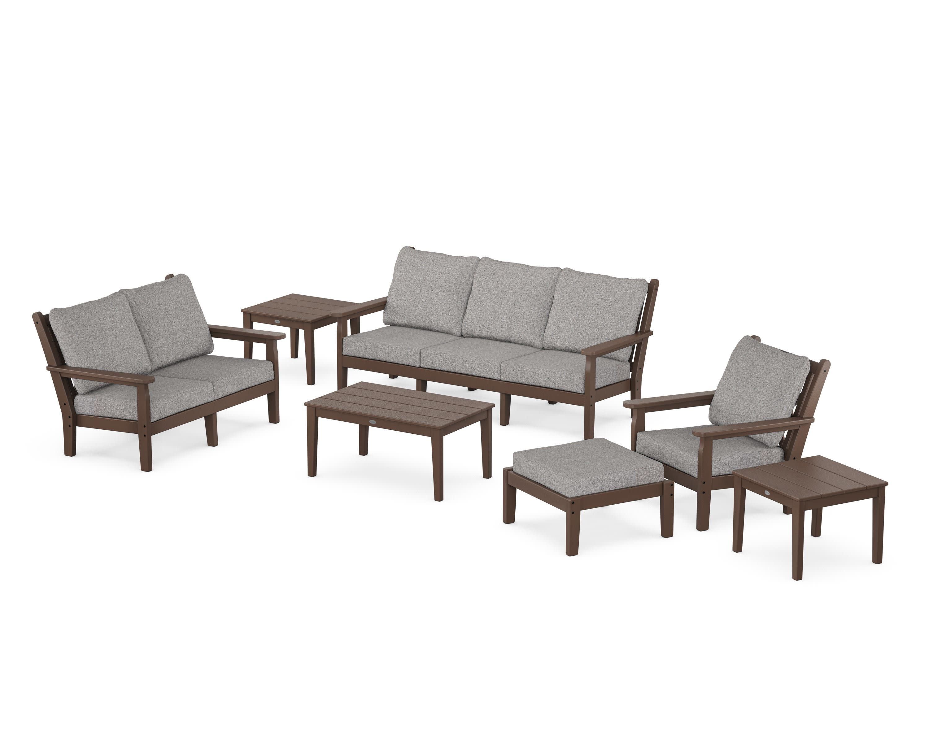 Chippendale 7-Piece Deep Seating Set in Mahogany / Grey Mist