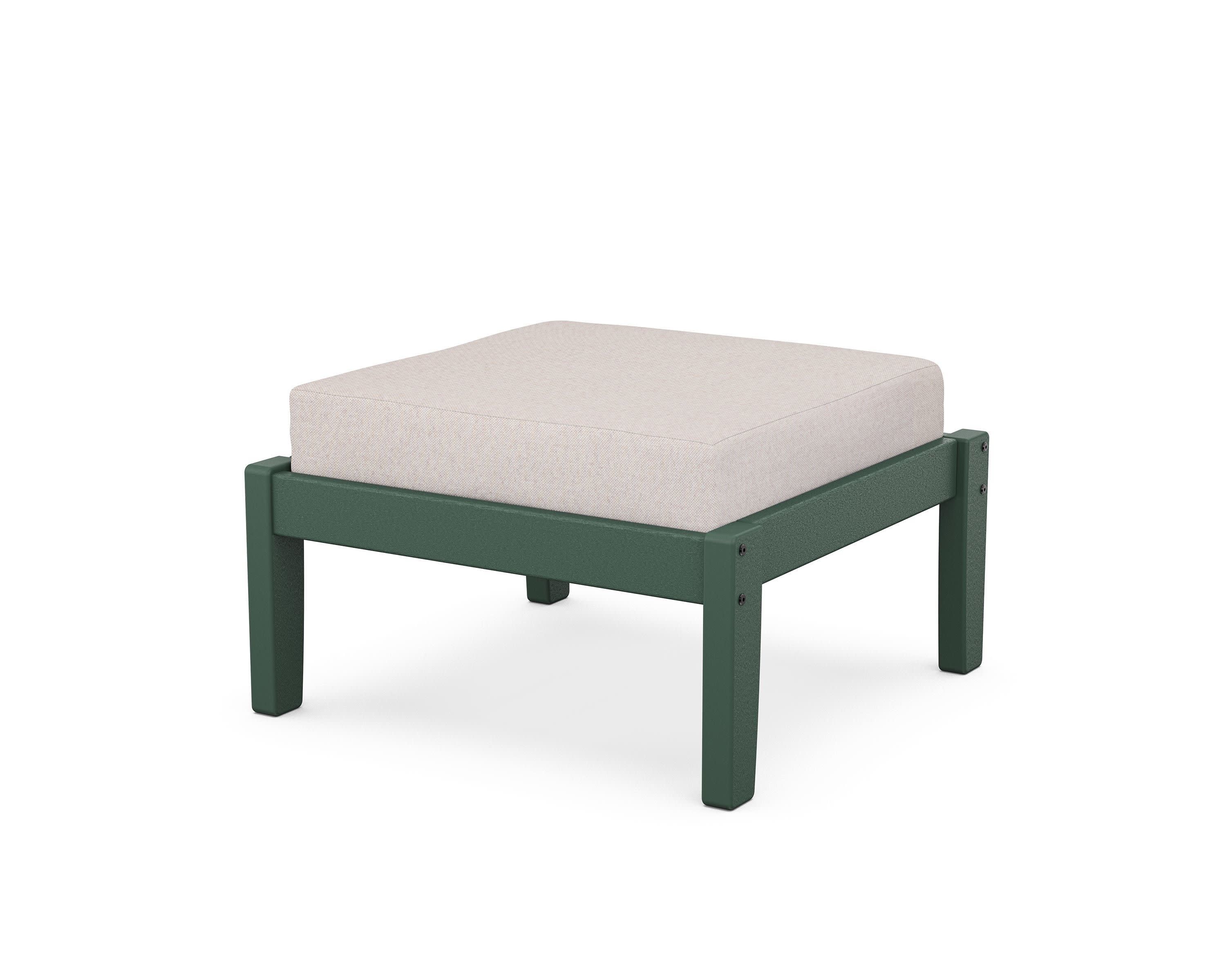 Deep Seating Ottoman in Green / Dune Burlap