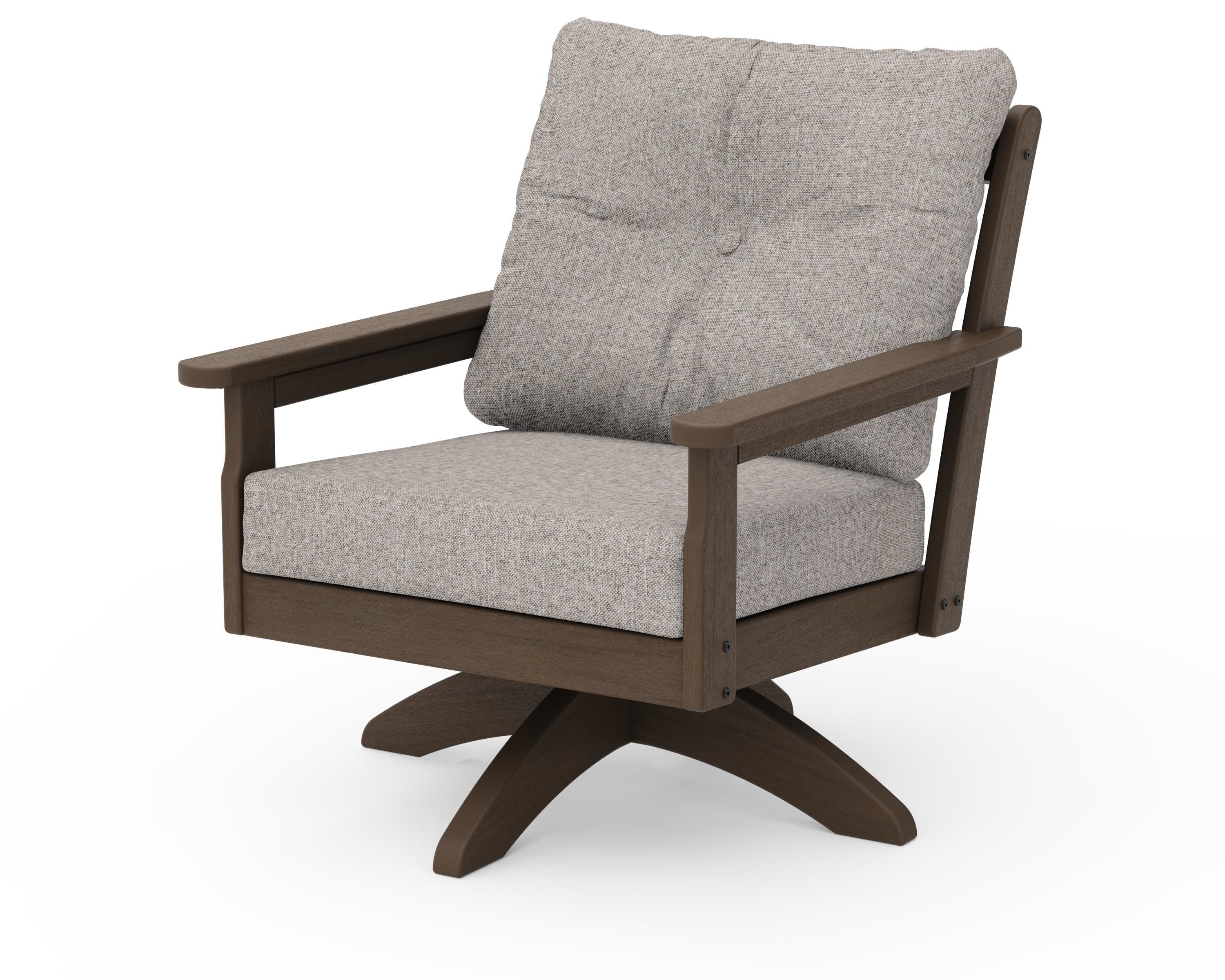 Vineyard Deep Seating Swivel Chair in Kona / Weathered Tweed