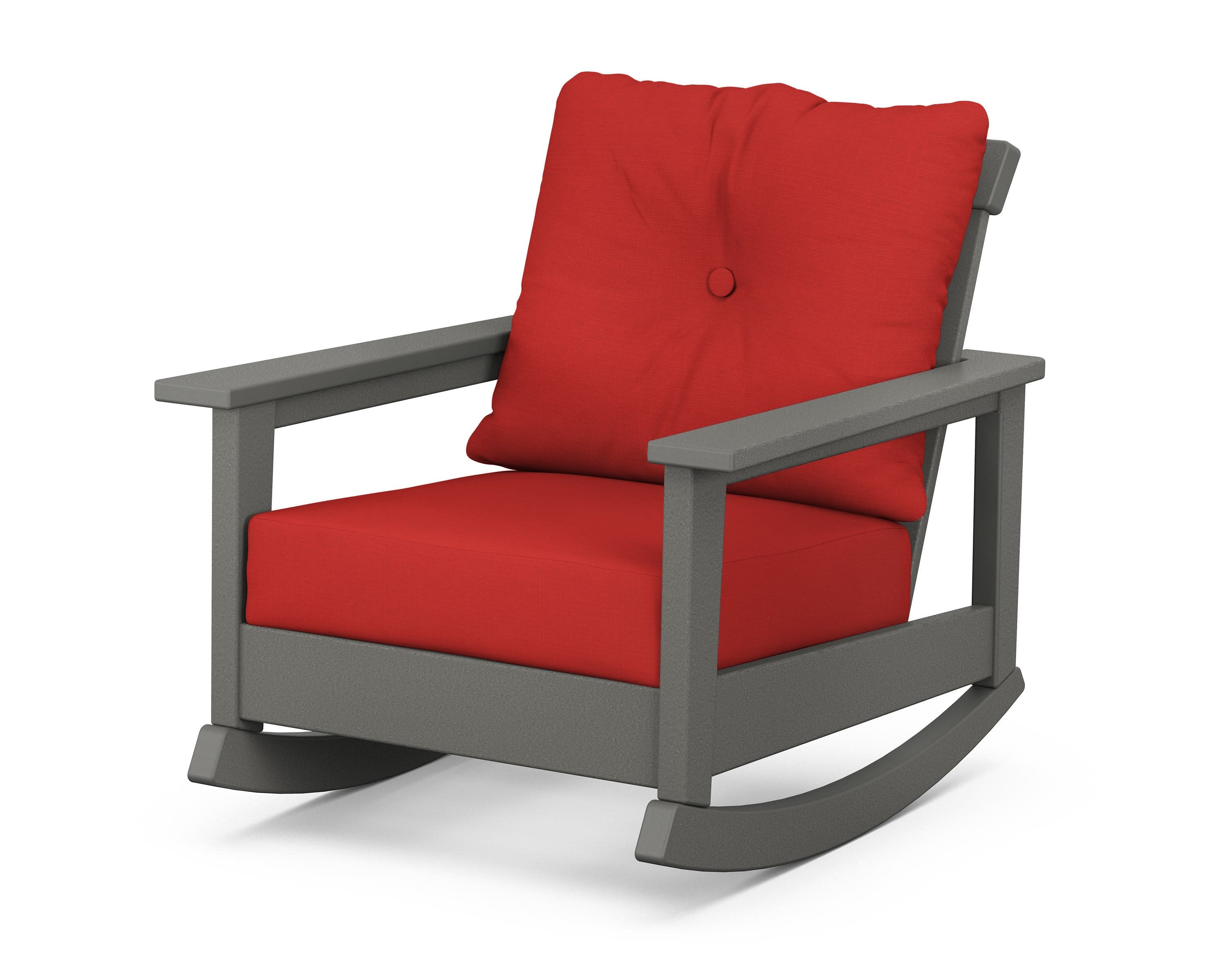 Prescott Deep Seating Rocking Chair in Slate Grey / Crimson Linen