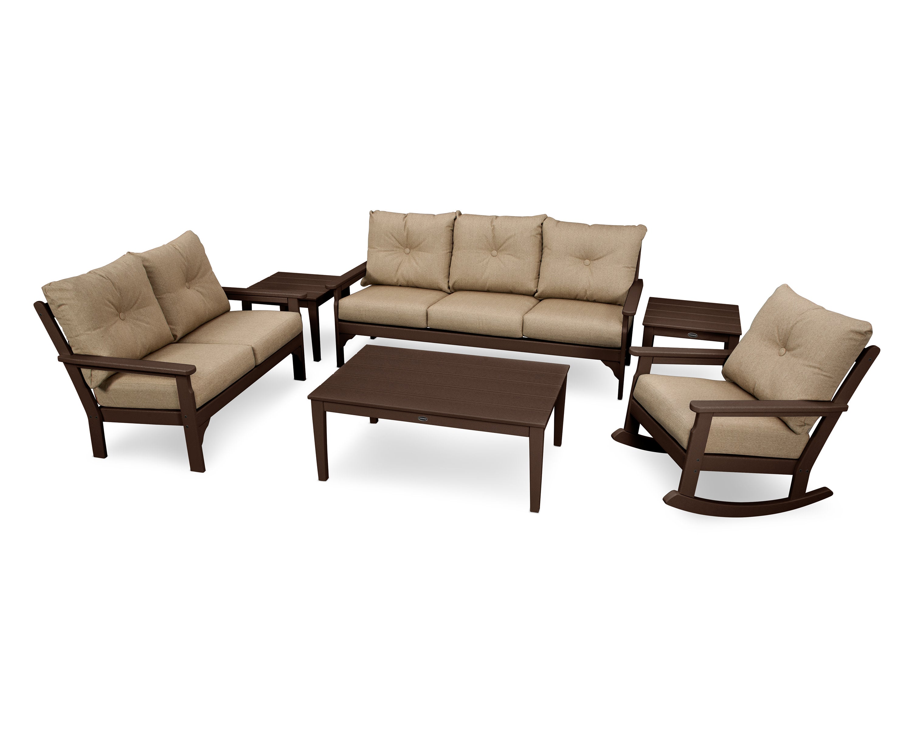 Vineyard 6-Piece Deep Seating Set in Mahogany / Sesame
