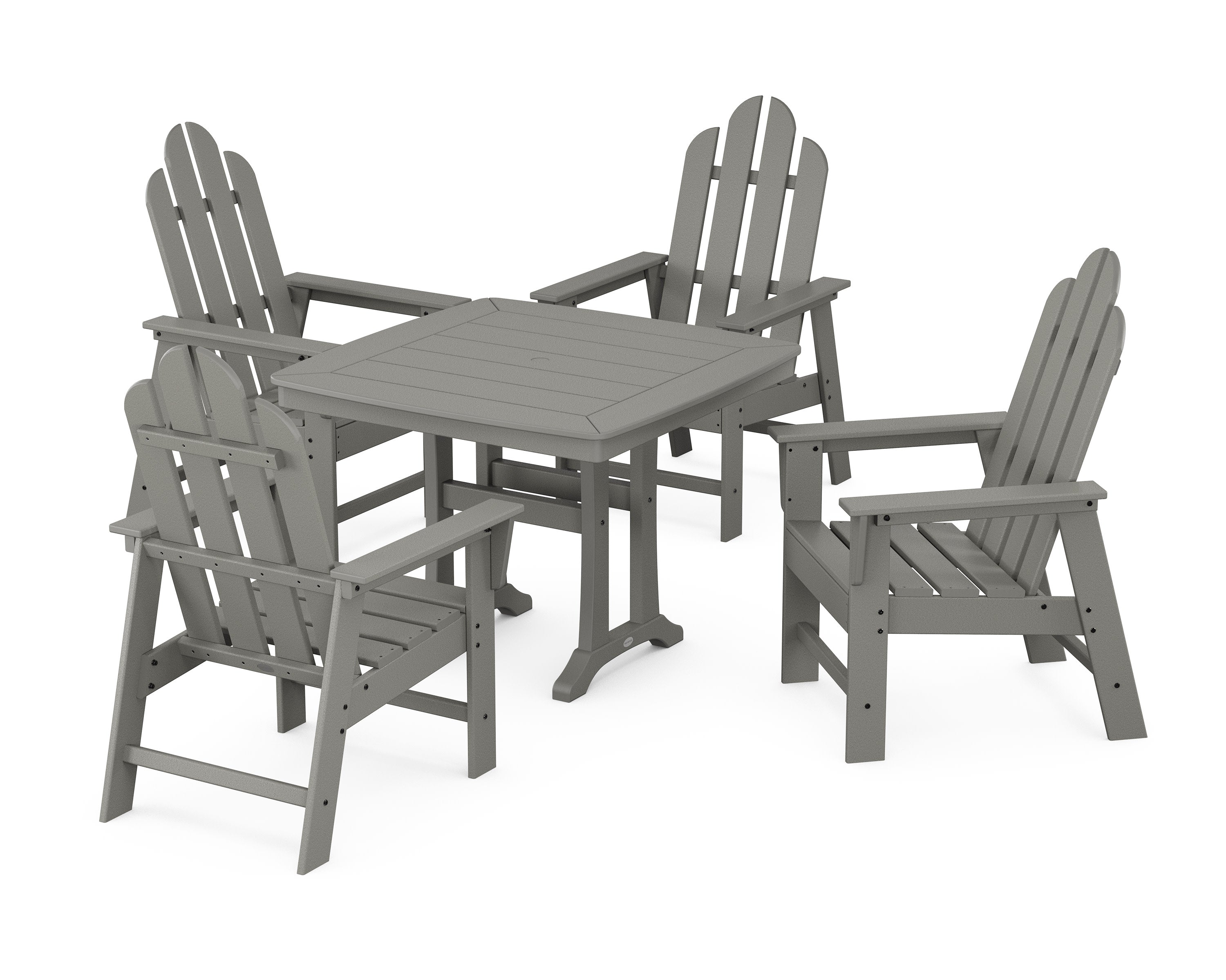Long Island 5-Piece Dining Set with Trestle Legs in Slate Grey