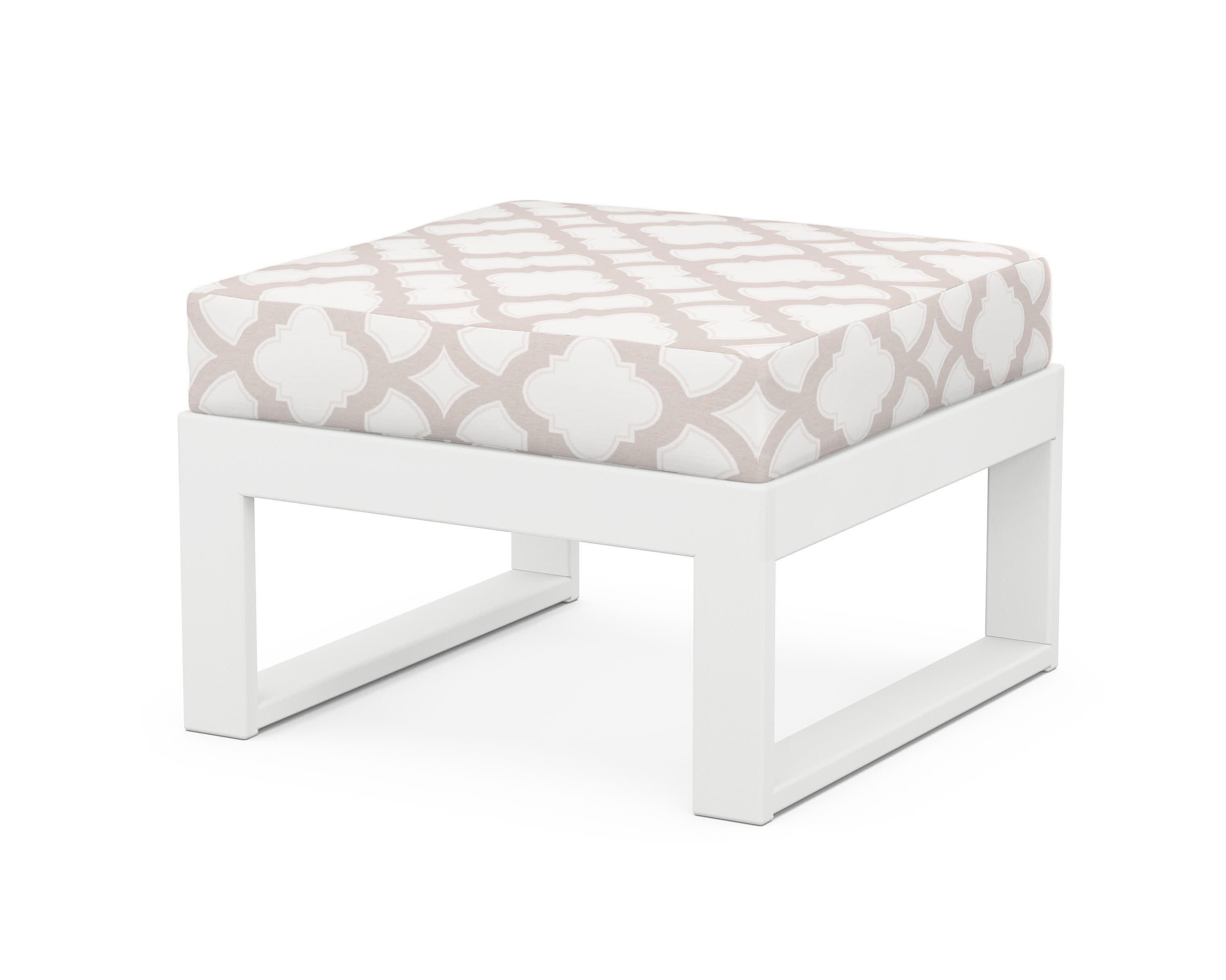 Modular Ottoman - Modern in White / Trellis Dune Burlap
