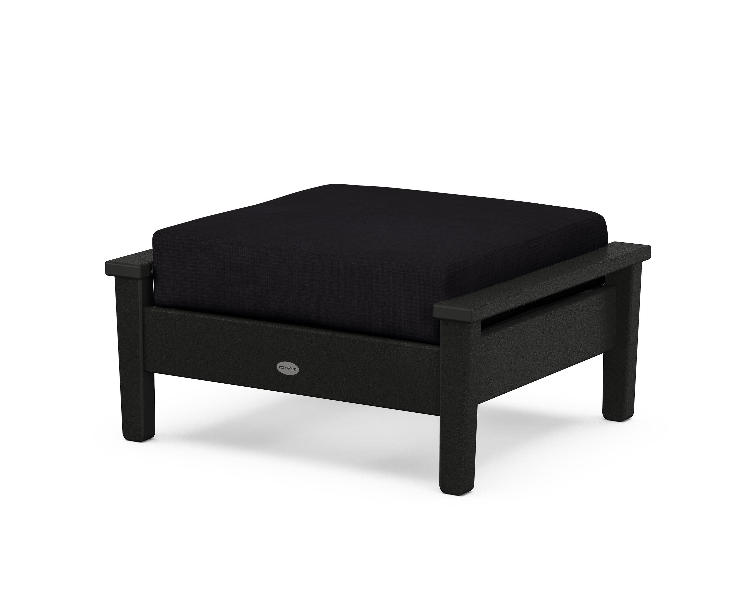 Prescott Deep Seating Ottoman in Black / Midnight Linen