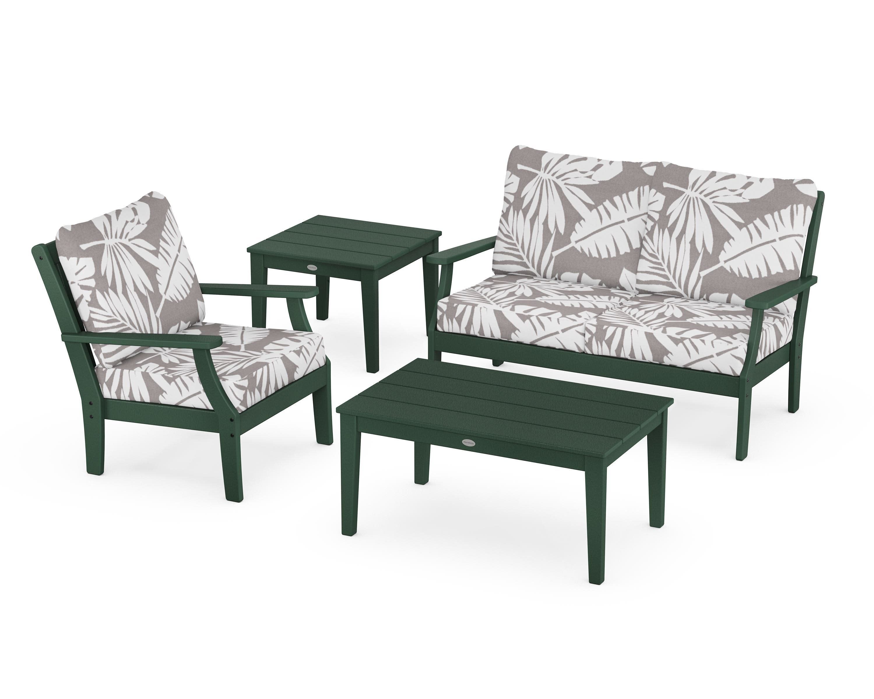 Braxton 4-Piece Deep Seating Set in Green / Leaf Grey Mist