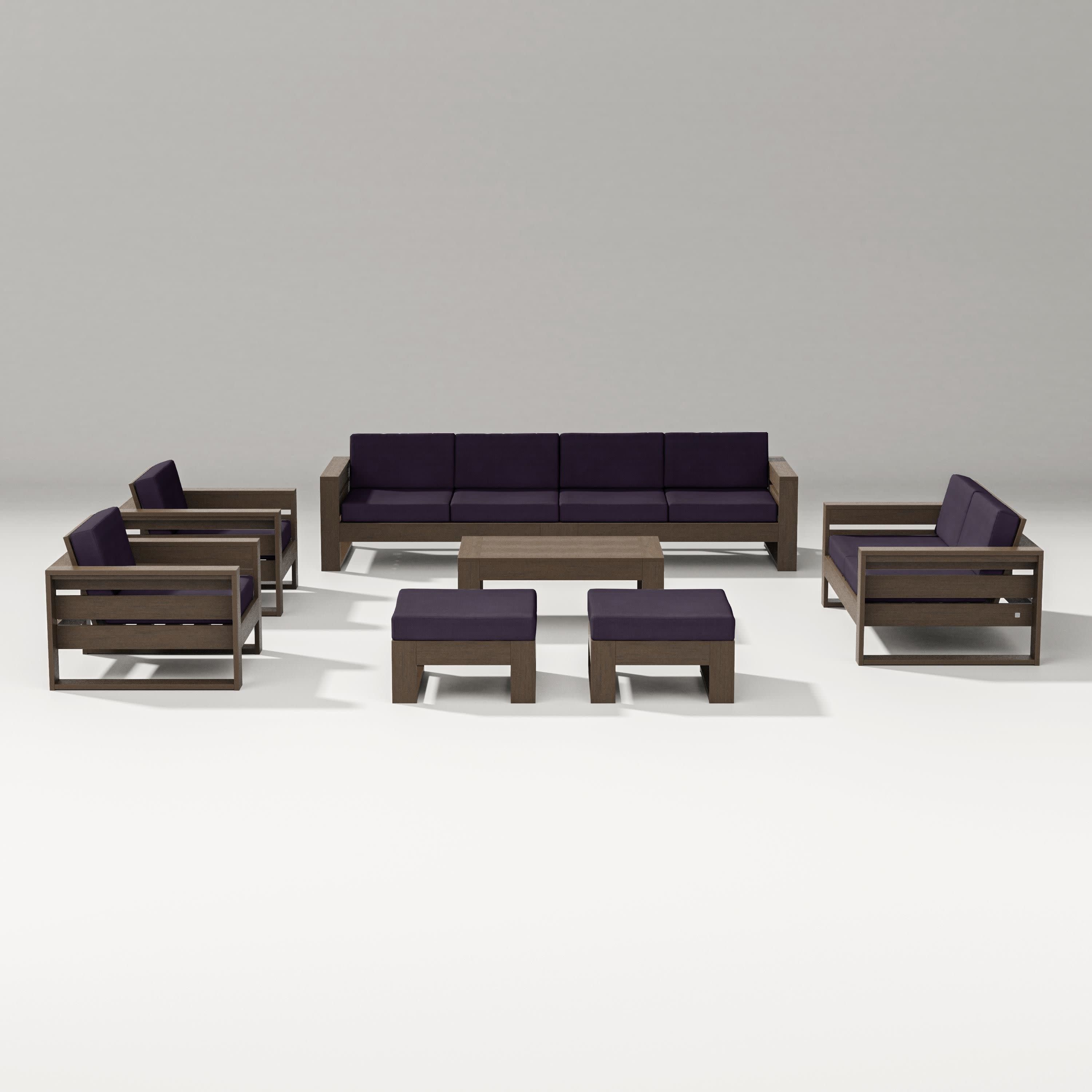 Latitude 8-Piece Lounge Sofa Set in Kona / Navy Linen
