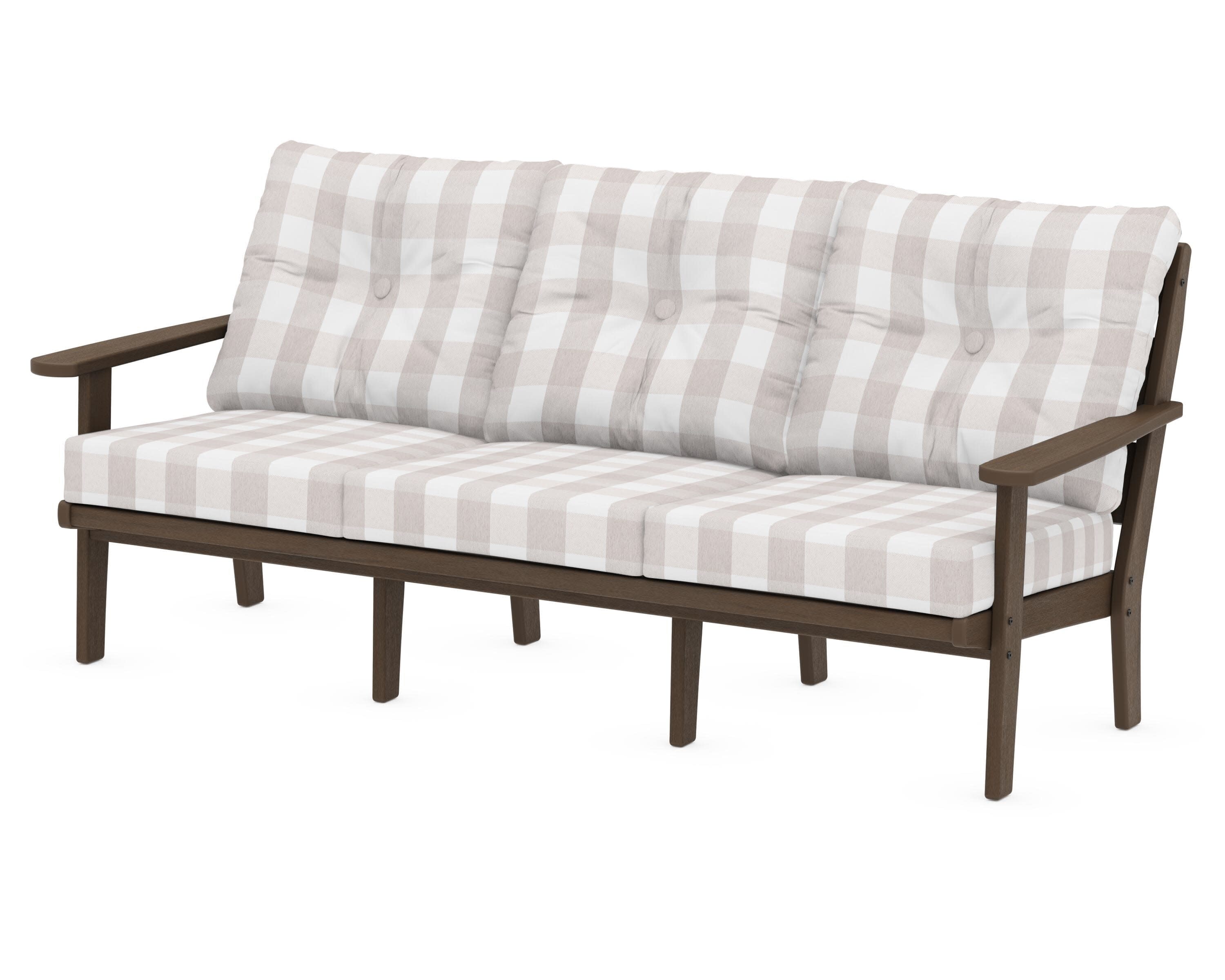 Lakeside Deep Seating Sofa in Kona / Buffalo Plaid Dune Burlap