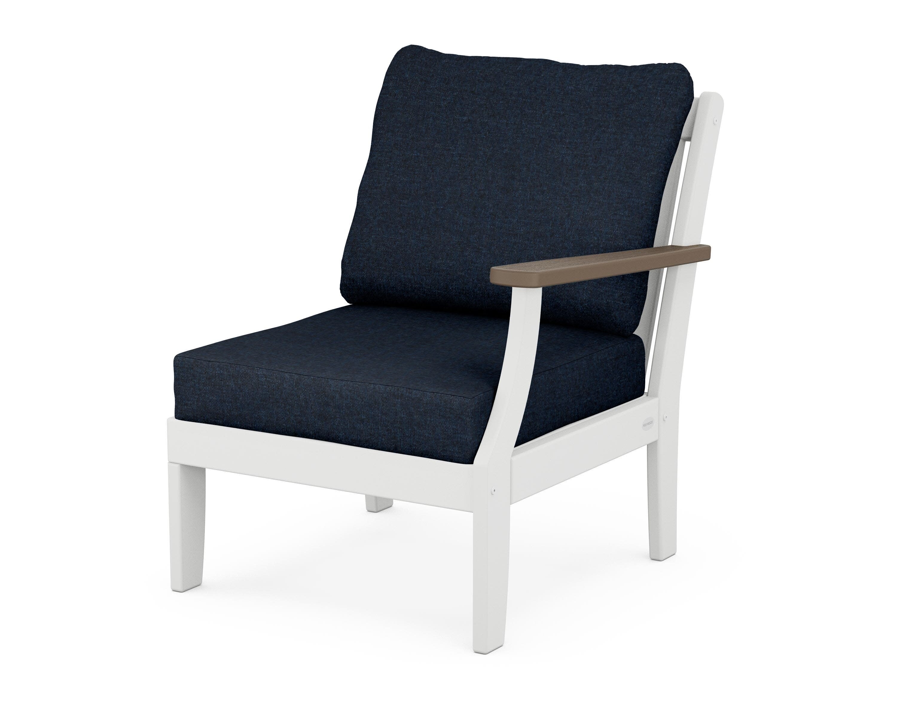 Braxton Modular Right Arm Chair in White / Kona / Marine Indigo