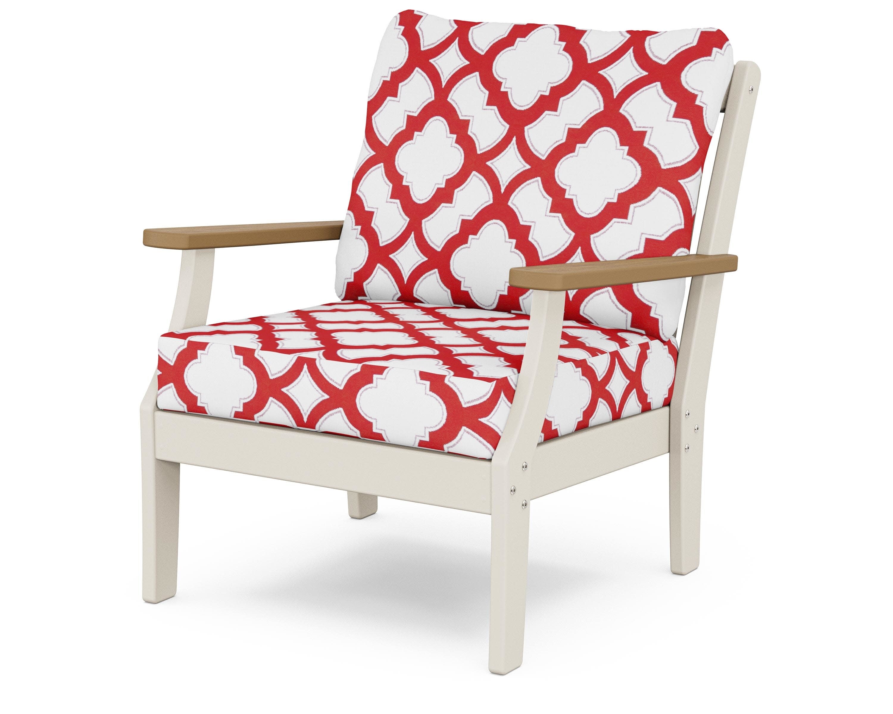 Braxton Deep Seating Chair in Sand / Natural / Trellis Crimson