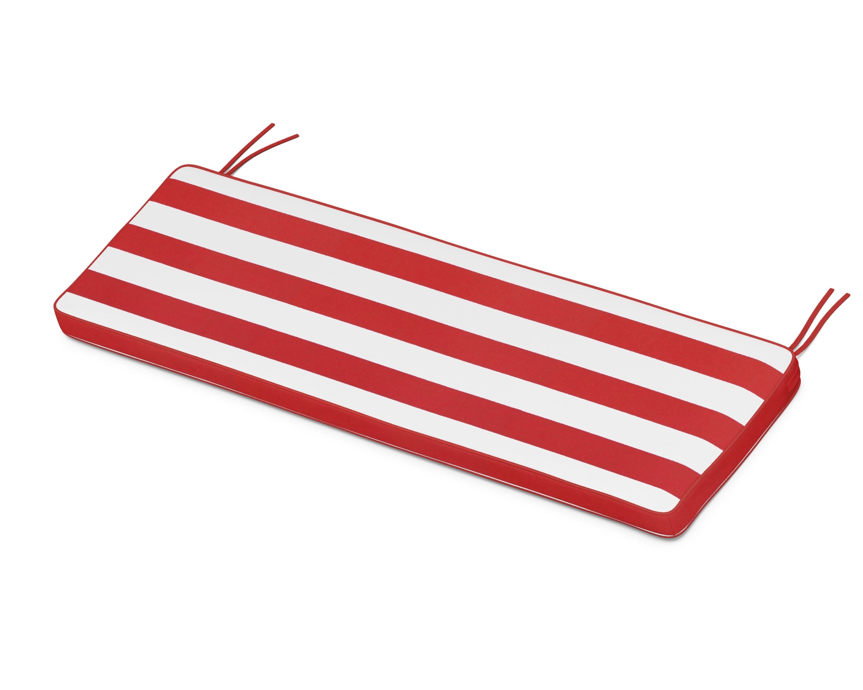 Chinoiserie Bench Seat Cushion in Cabana Stripe Crimson