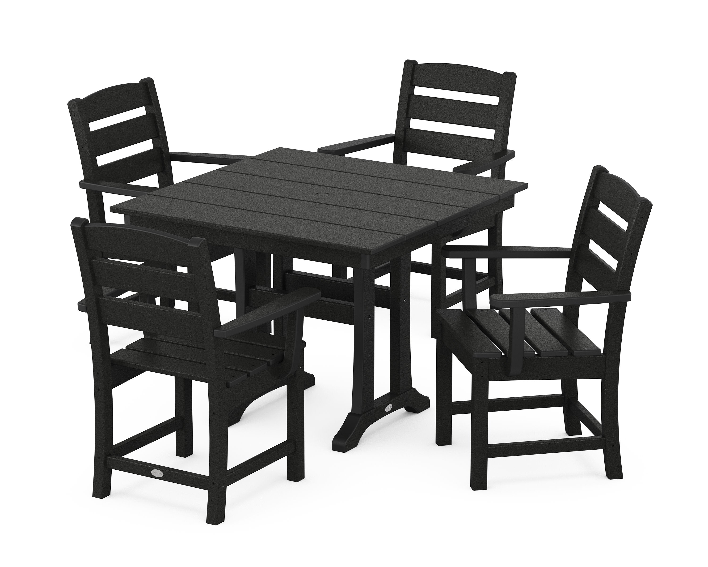 Lakeside 5-Piece Farmhouse Trestle Arm Chair Dining Set in Black