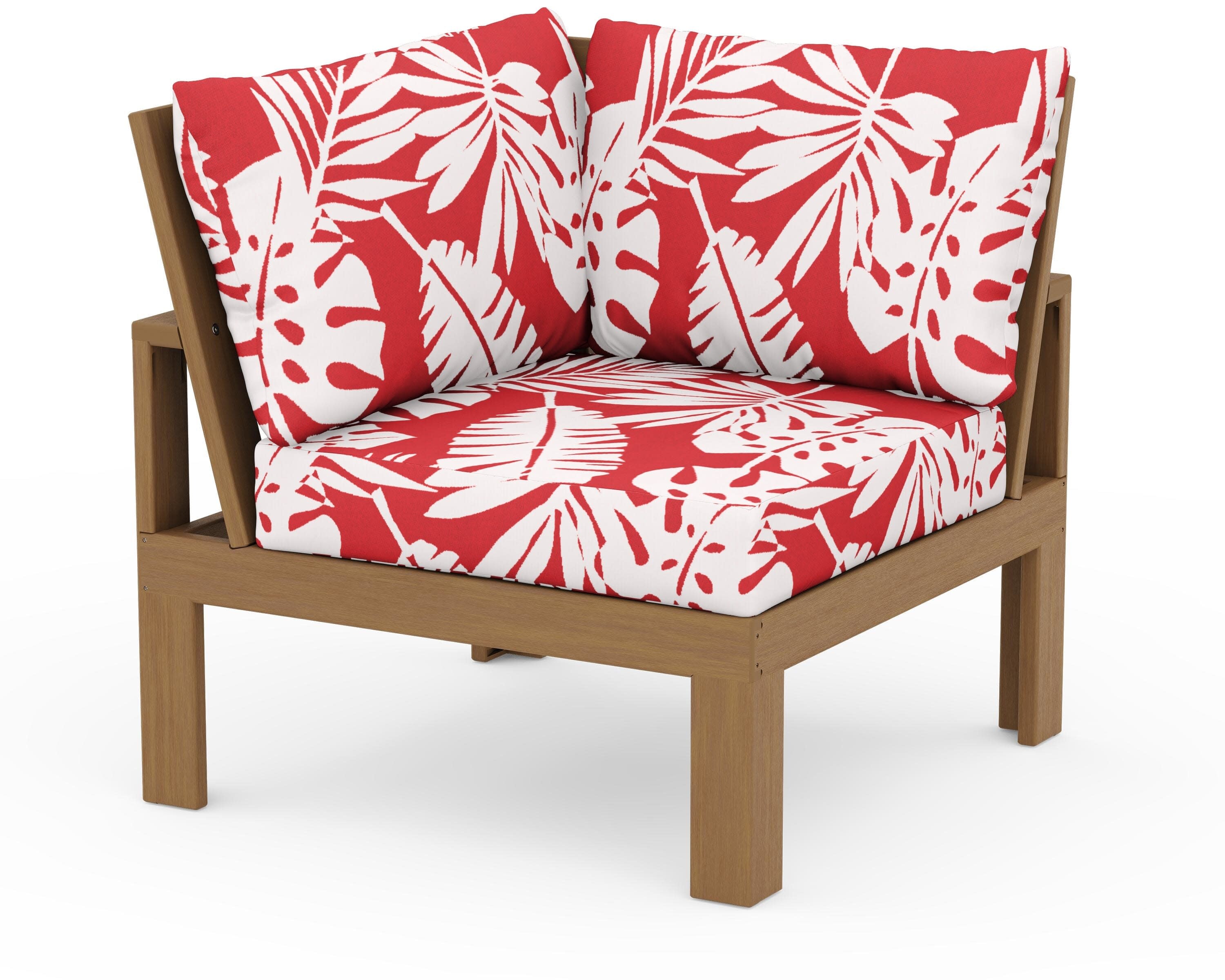 Modular Corner Chair in Natural / Leaf Crimson
