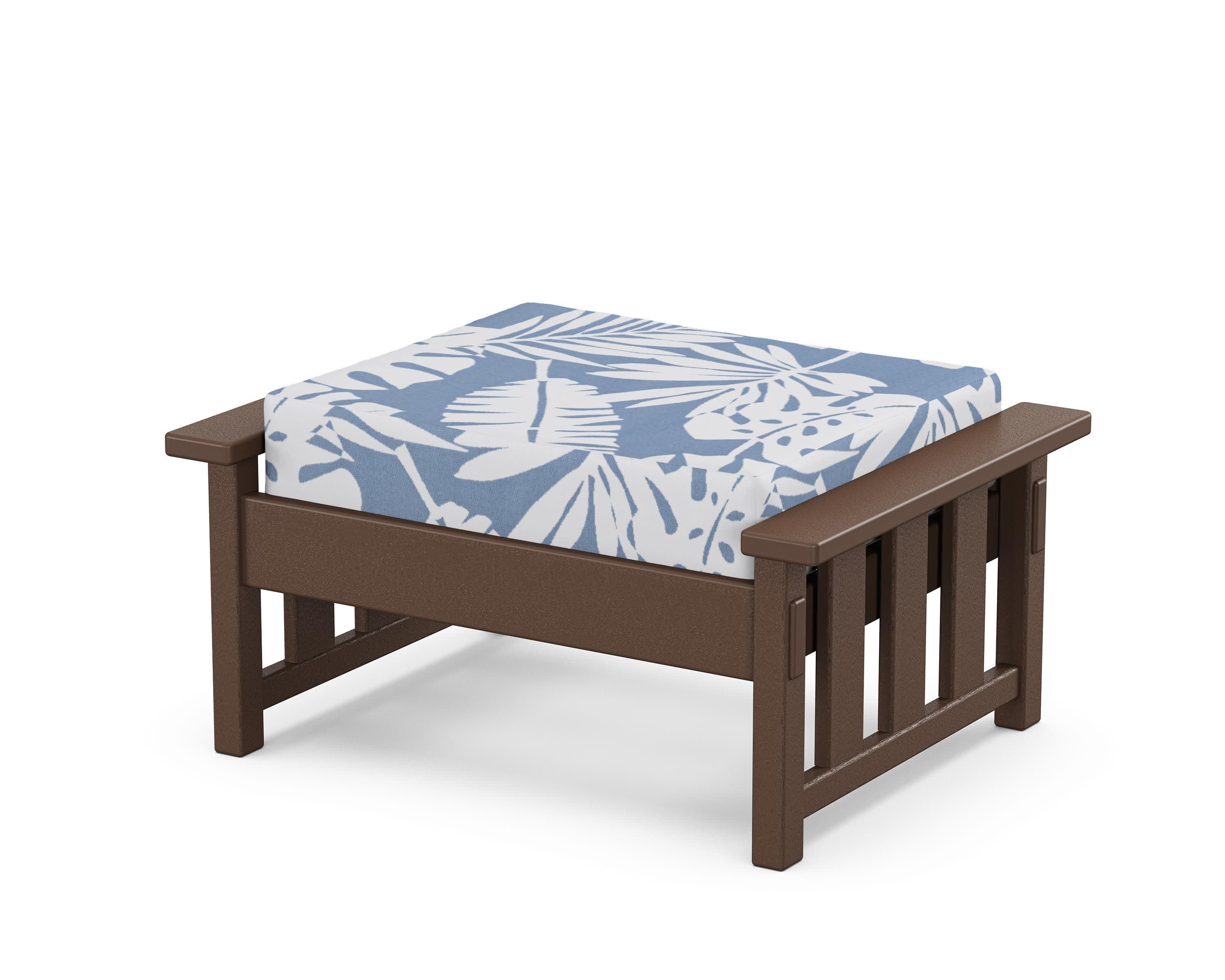 Acadia Deep Seating Ottoman in Mahogany / Leaf Sky Blue