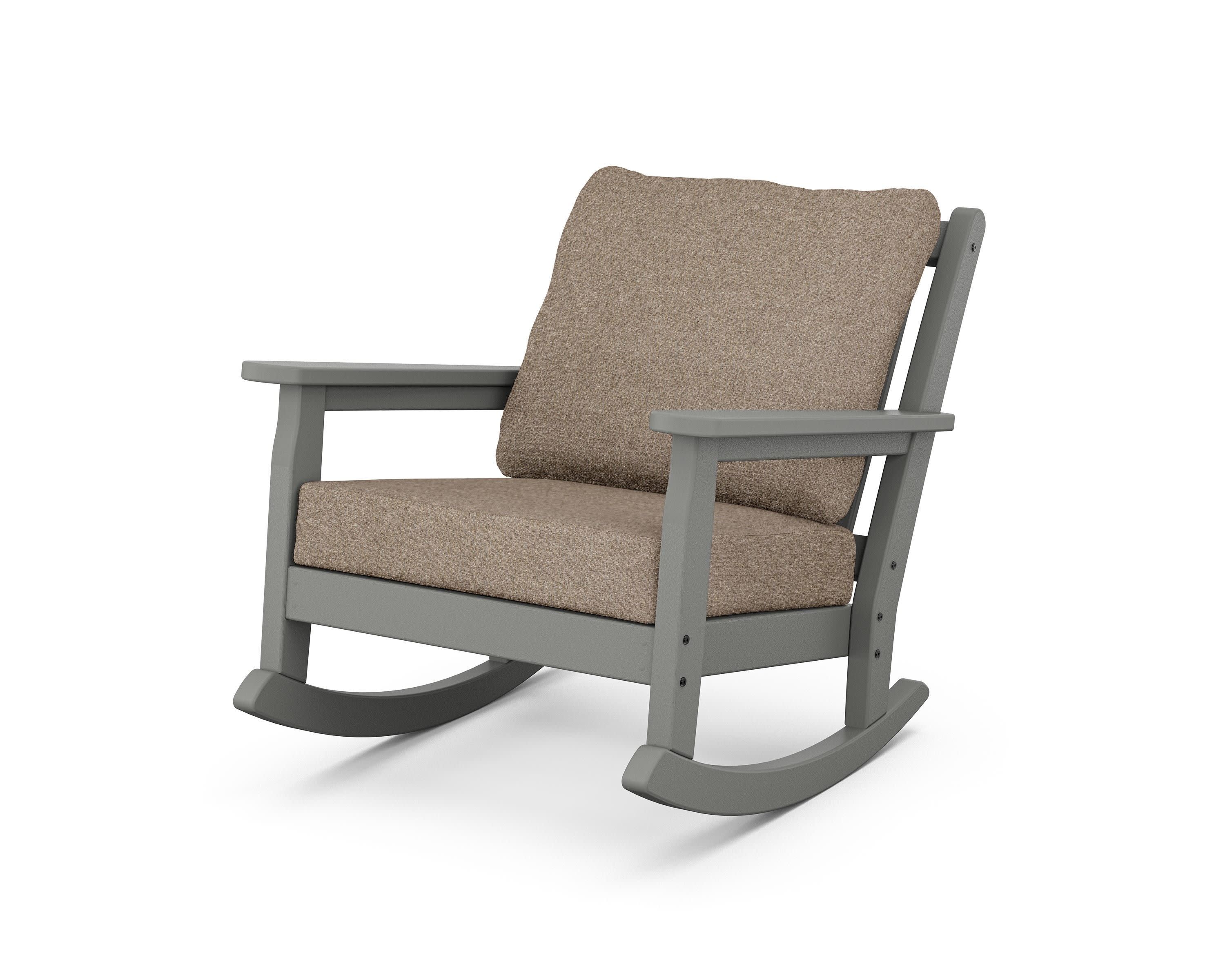 Chippendale Deep Seating Rocking Chair in Slate Grey / Spiced Burlap