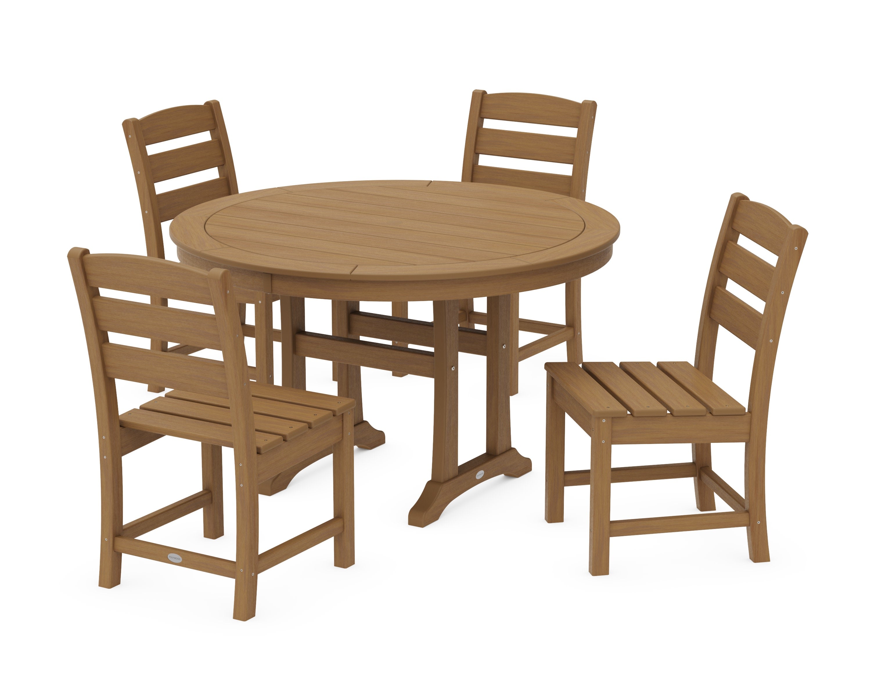 Lakeside Side Chair 5-Piece Round Dining Set With Trestle Legs in Natural