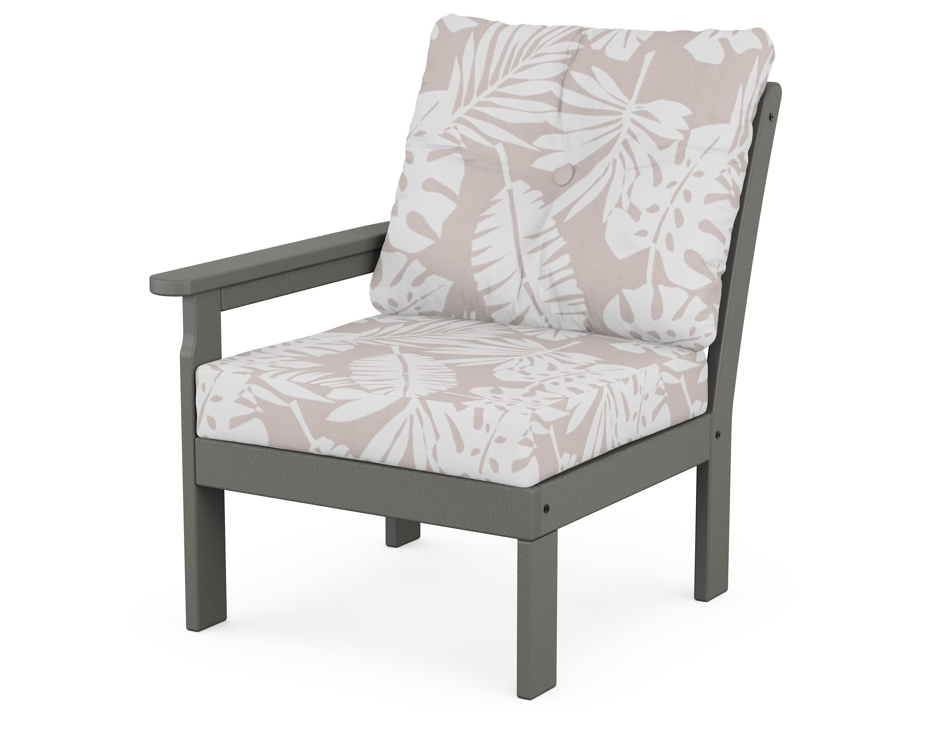 Vineyard Modular Left Arm Chair in Slate Grey / Leaf Dune Burlap