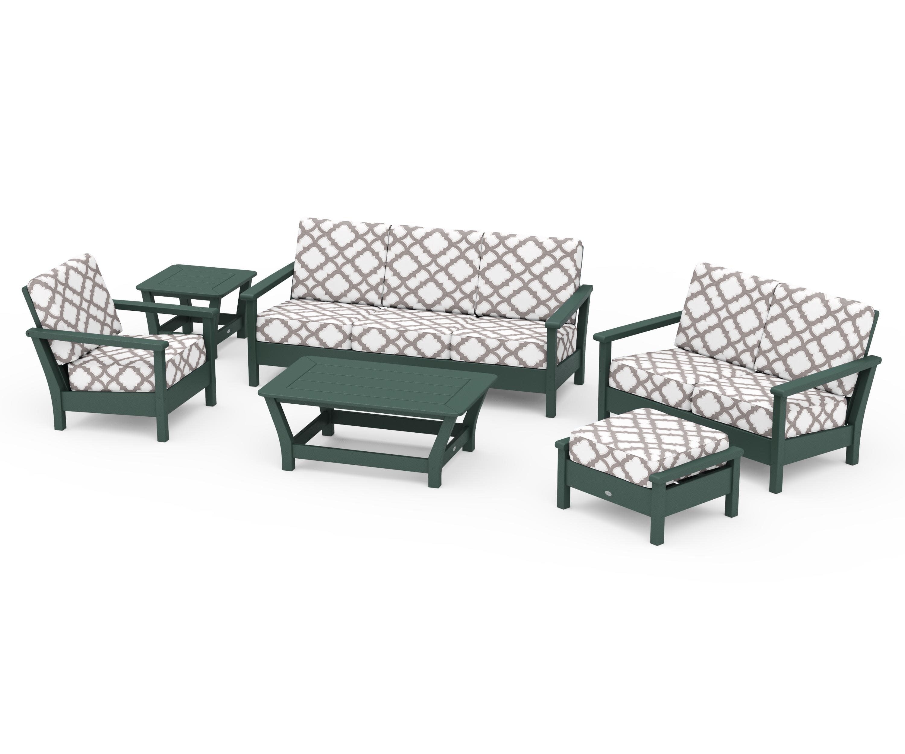 Harbour 6-Piece Outdoor Living Set in Green / Trellis Grey Mist