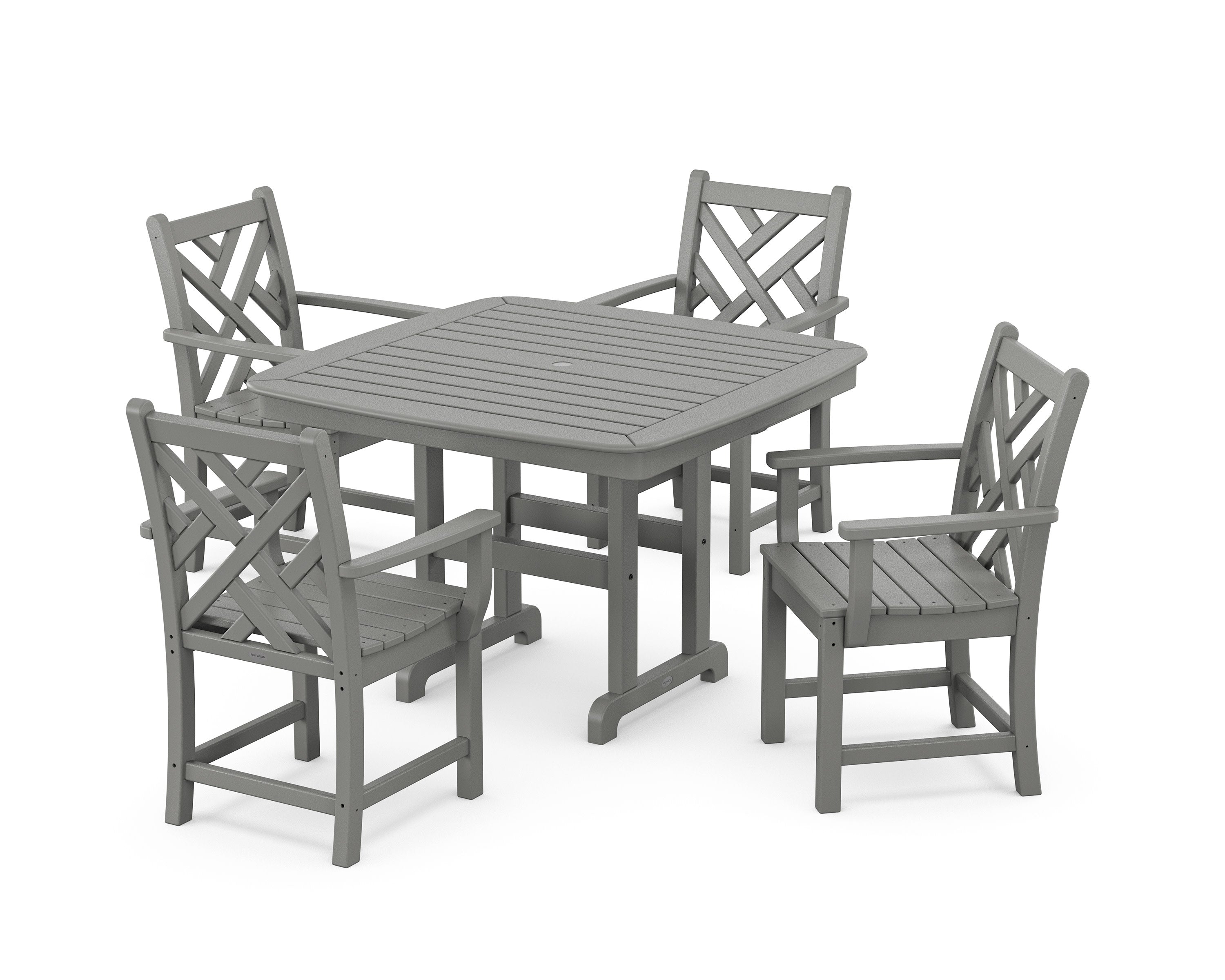 Chippendale 5-Piece Dining Set with Trestle Legs in Slate Grey