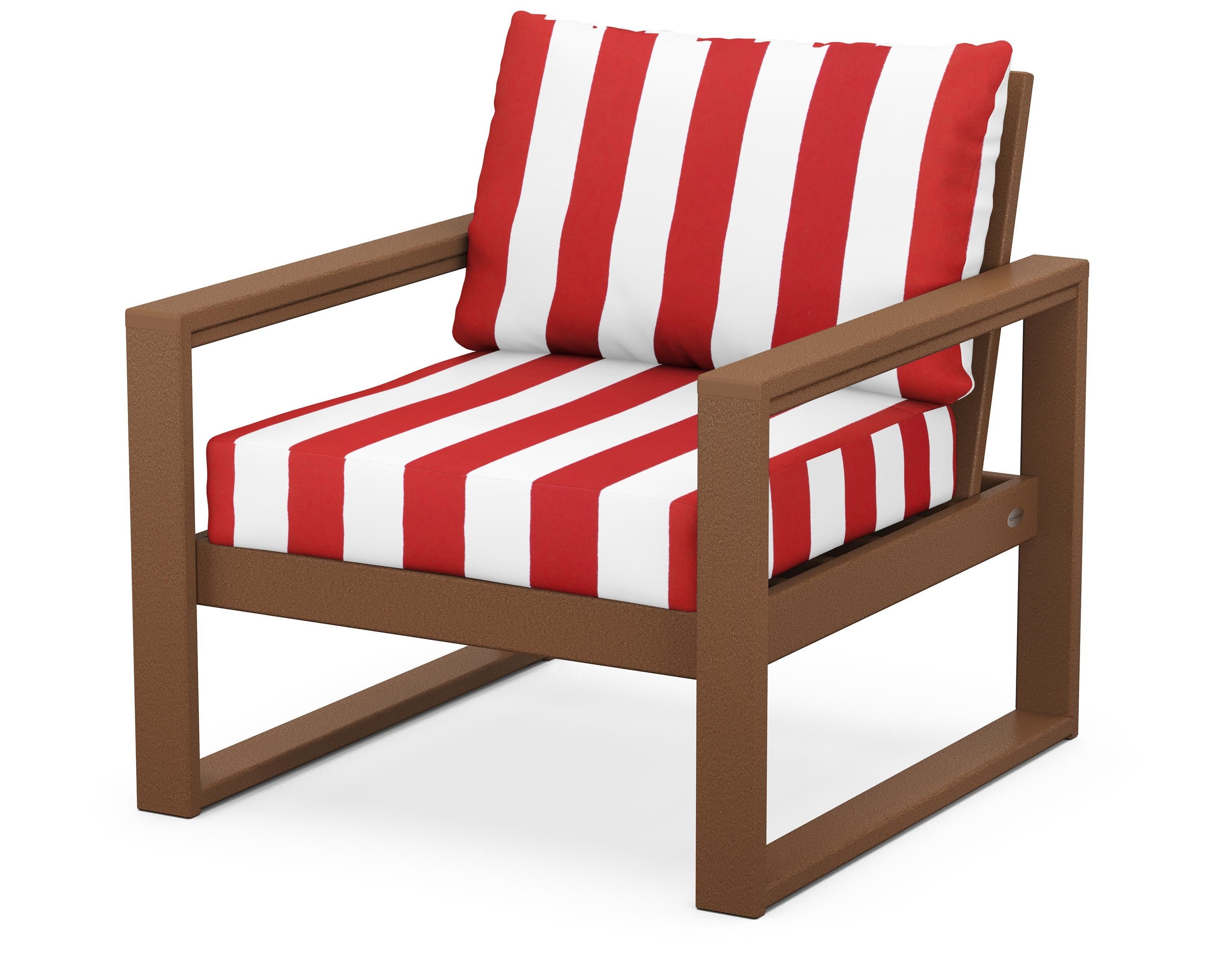 EDGE Club Chair in Teak / Cabana Stripe Crimson