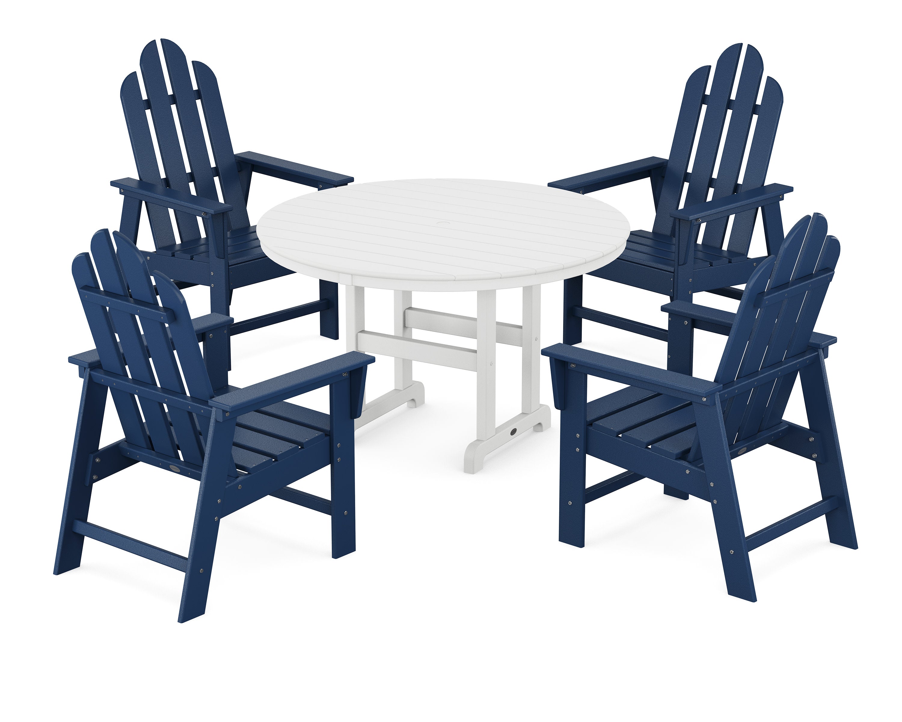 Long Island 5-Piece Round Farmhouse Dining Set in Navy / White