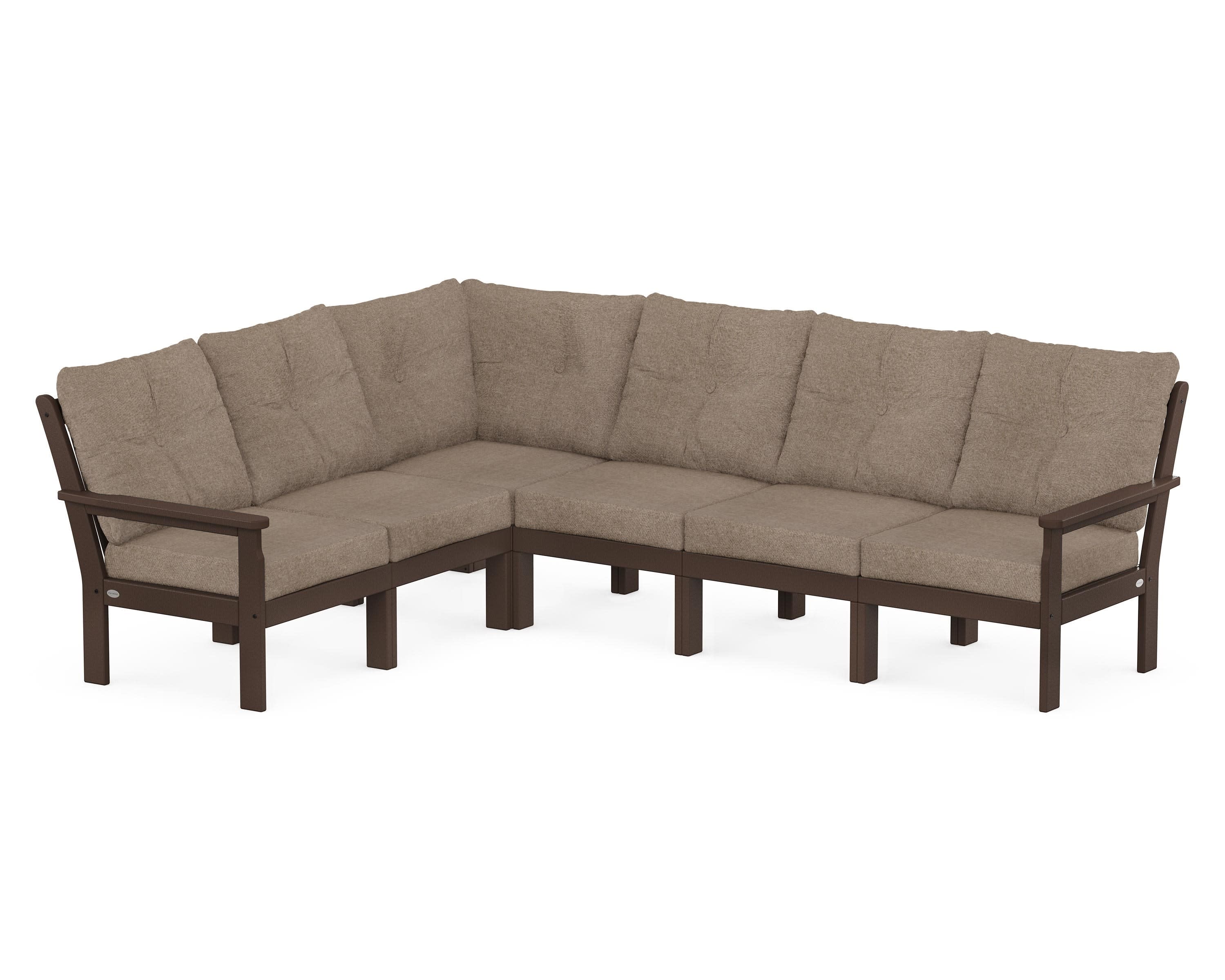 Vineyard 6-Piece Sectional in Mahogany / Spiced Burlap