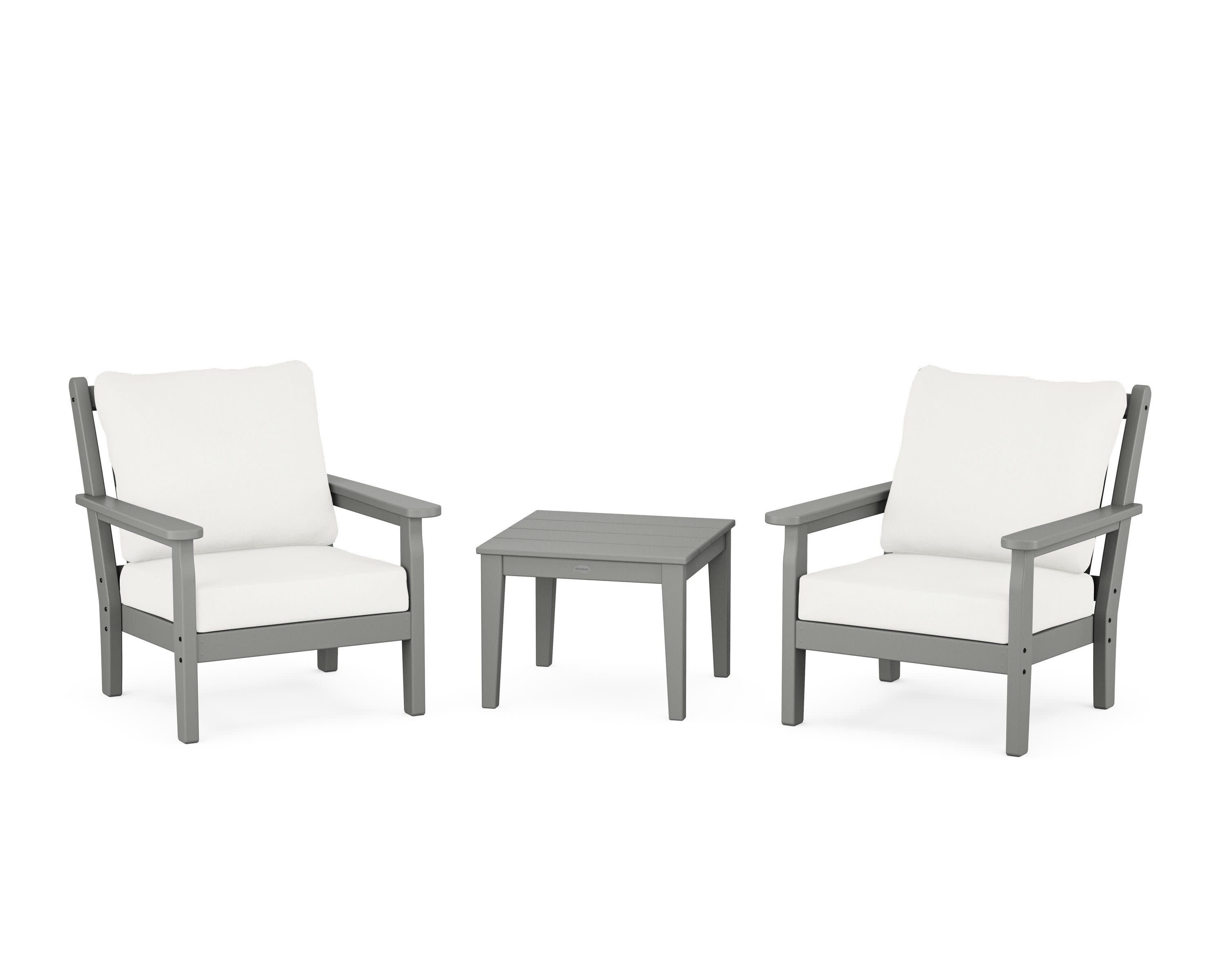 Chippendale 3-Piece Deep Seating Set in Slate Grey / Natural Linen