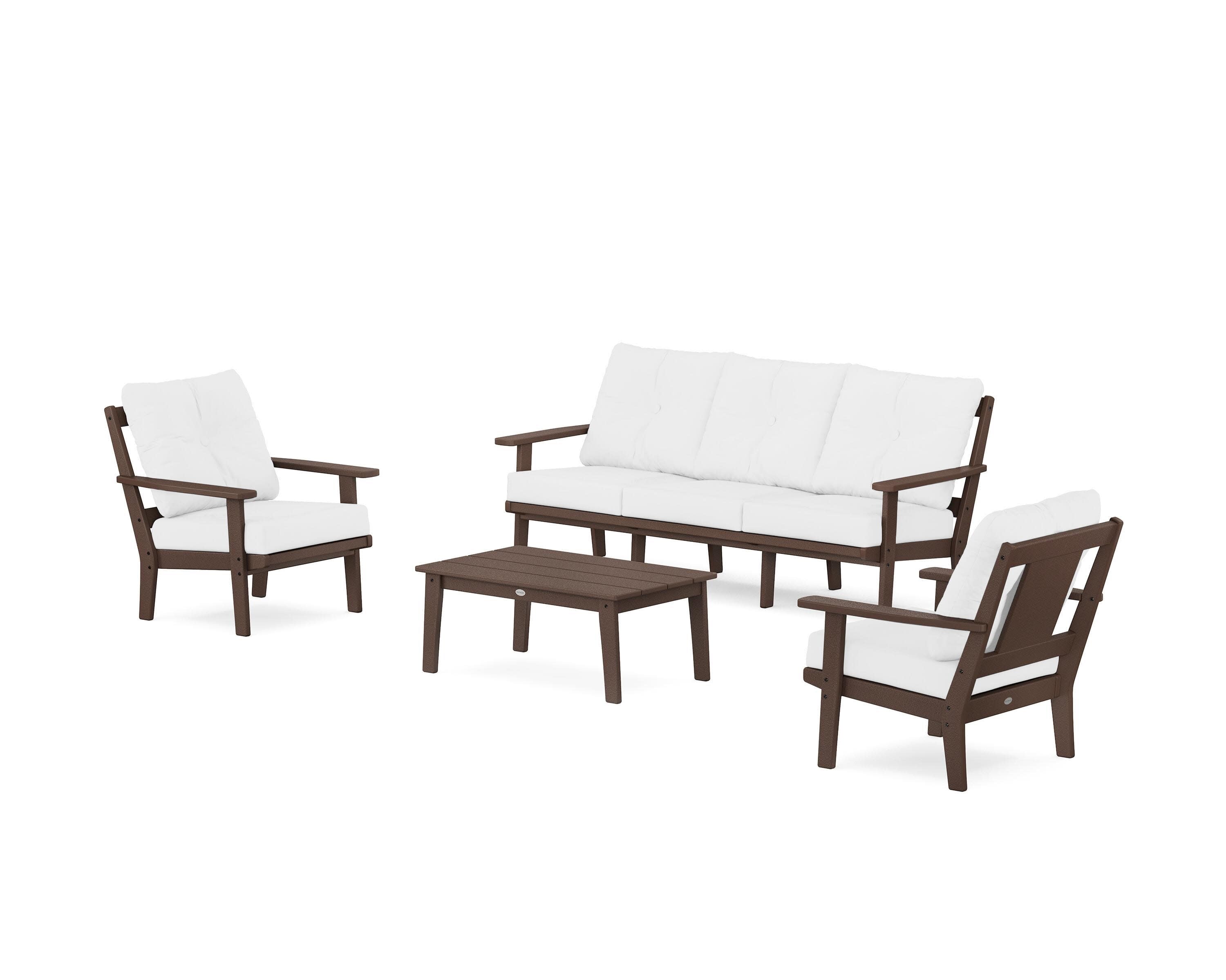 Prairie 4-Piece Deep Seating Set with Sofa in Mahogany / Natural