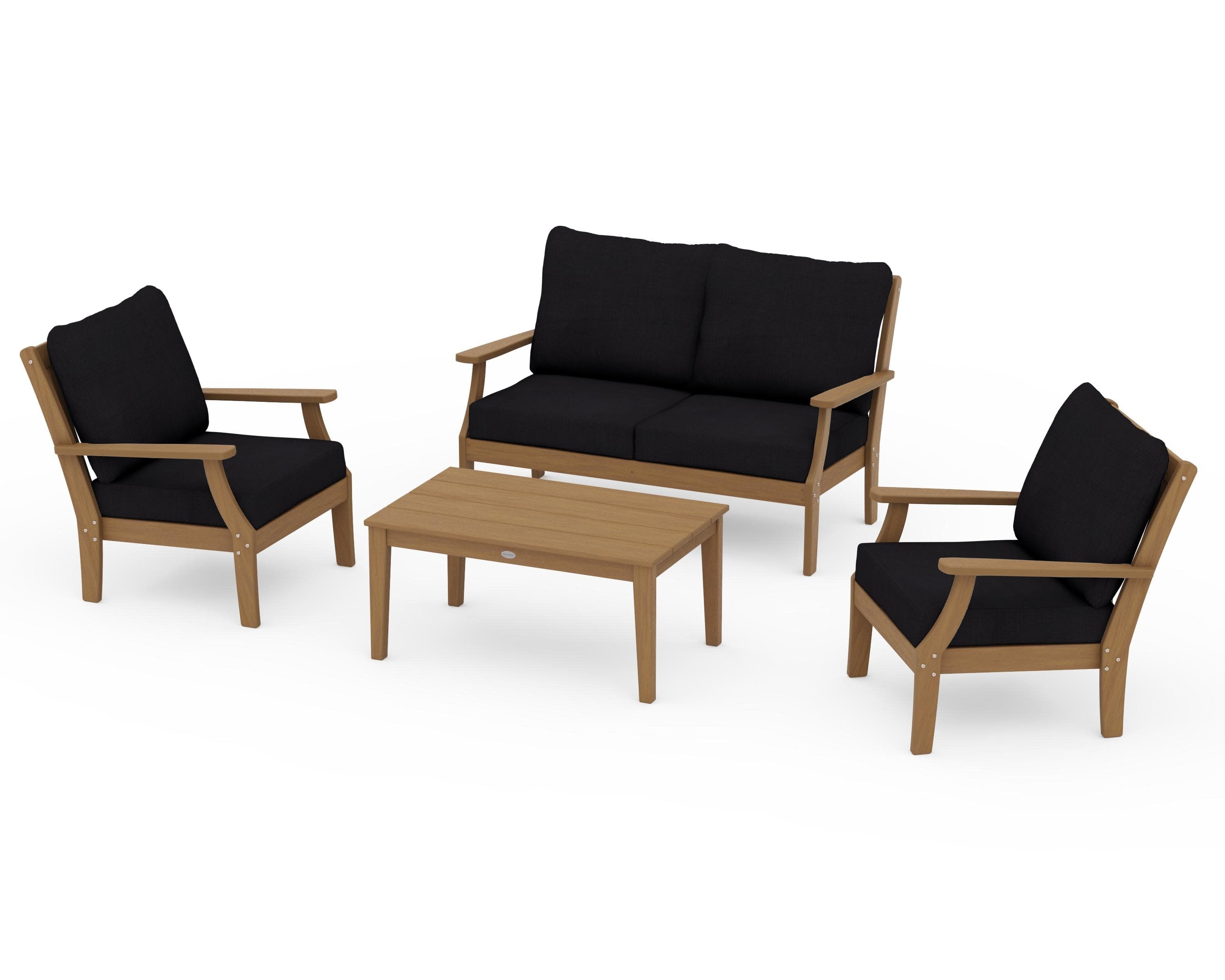 Braxton 4-Piece Deep Seating Chair Set in Natural / Midnight Linen
