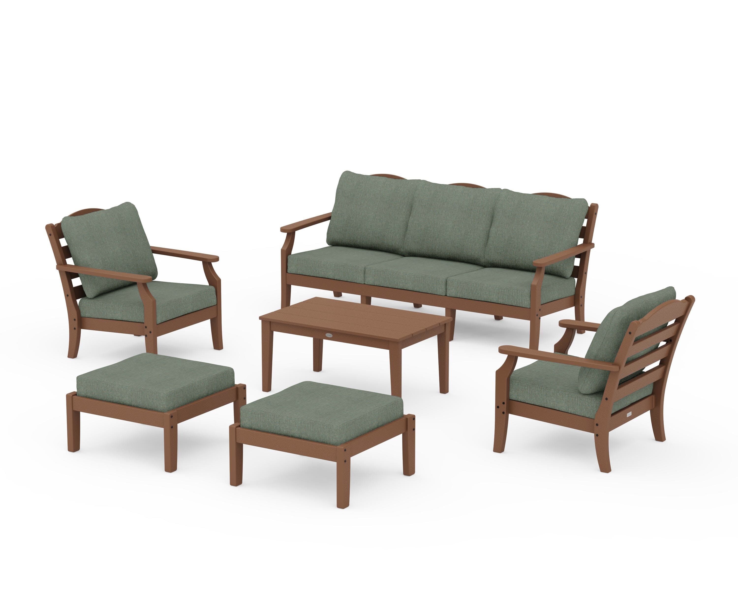 Savannah 6-Piece Lounge Sofa Set in Teak / Cast Sage