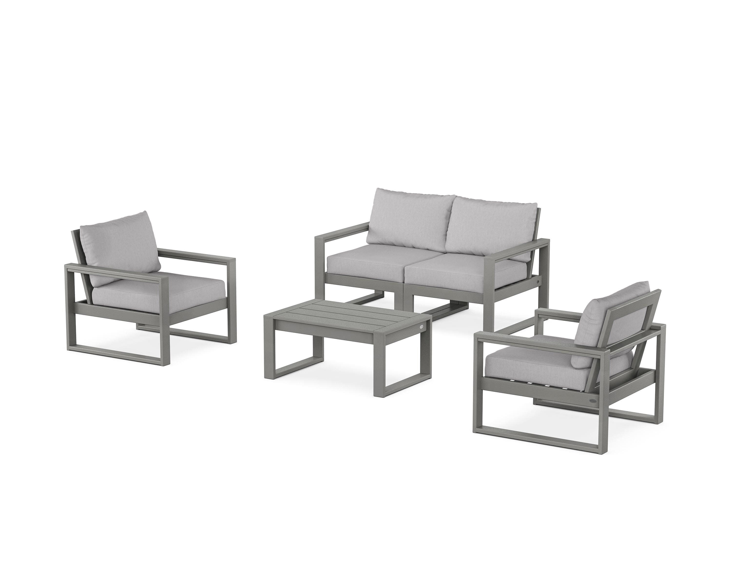 EDGE Sectional 4-Piece Deep Seating Set with Loveseat in Slate Grey / Granite