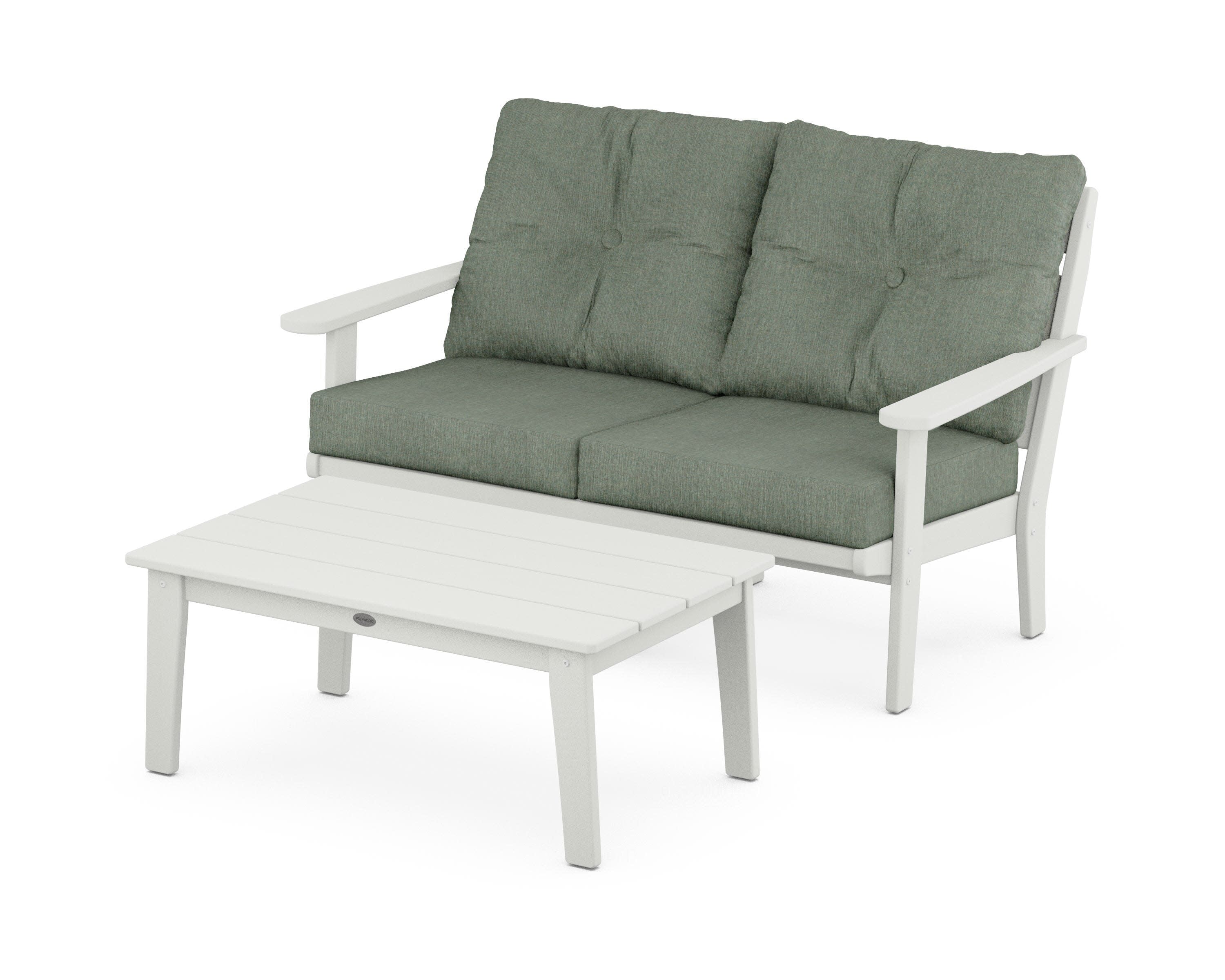 Lakeside 2-Piece Lounge Loveseat Set in Vintage White / Cast Sage