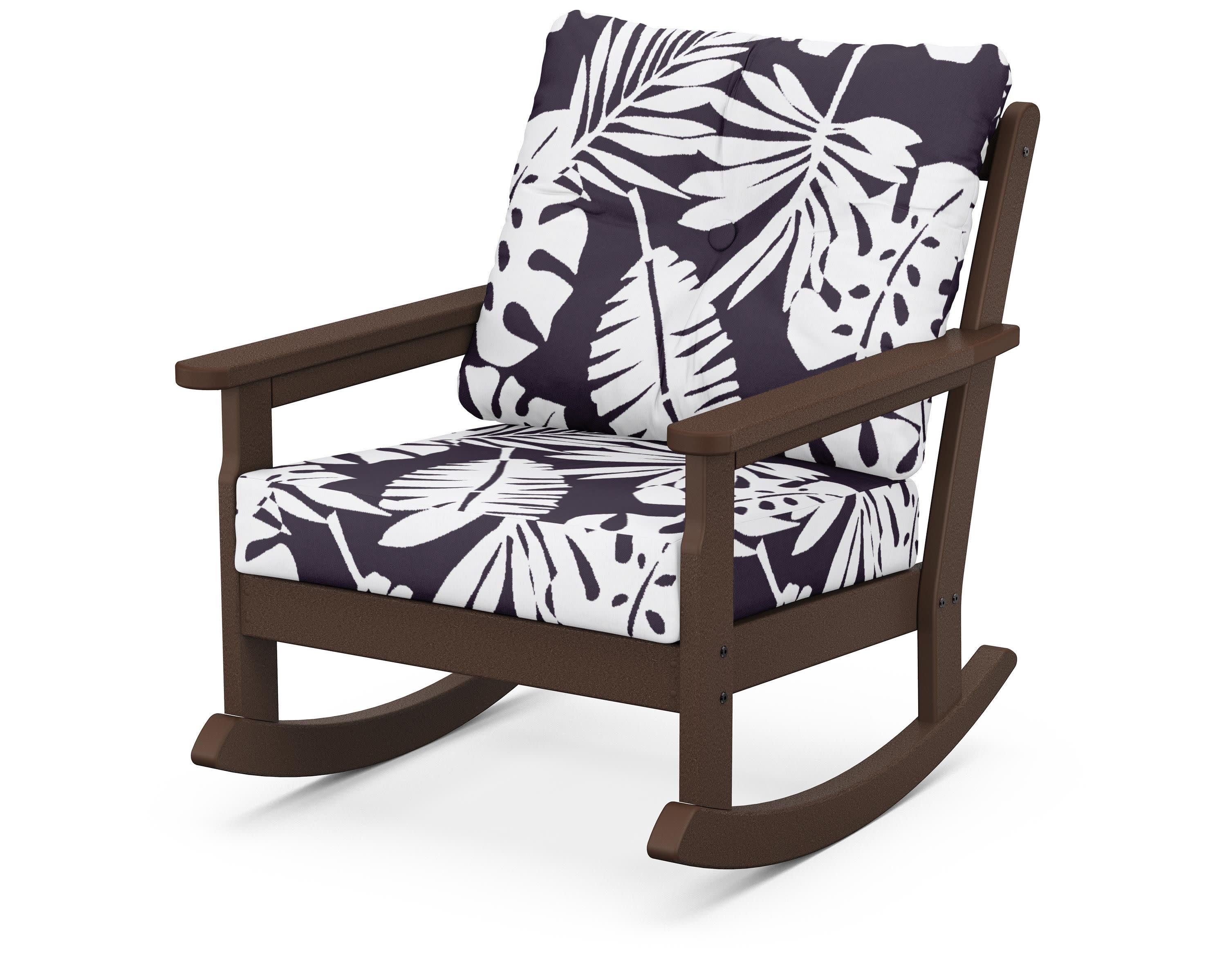 Vineyard Deep Seating Rocking Chair in Mahogany / Leaf Navy